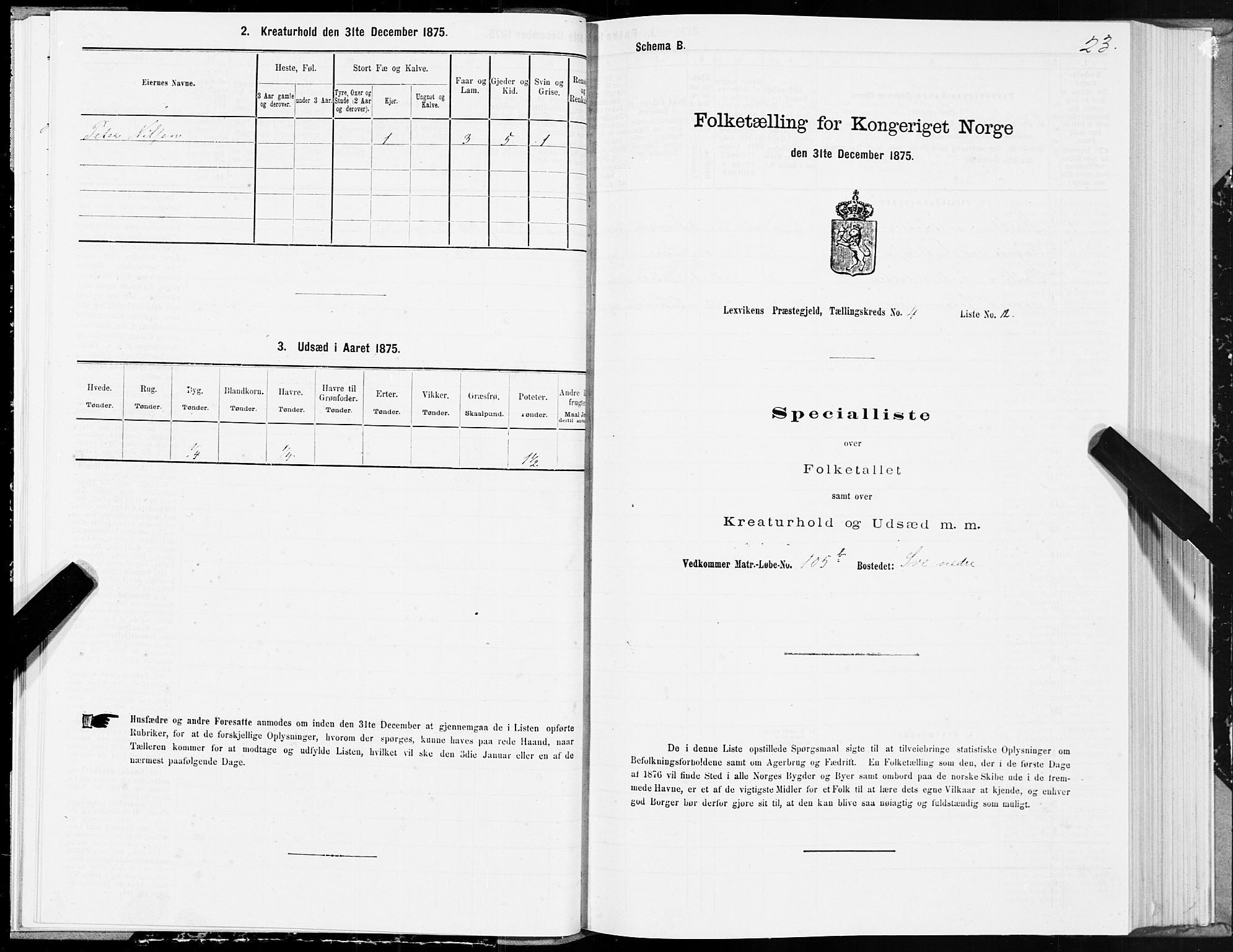 SAT, 1875 census for 1718P Leksvik, 1875, p. 3023