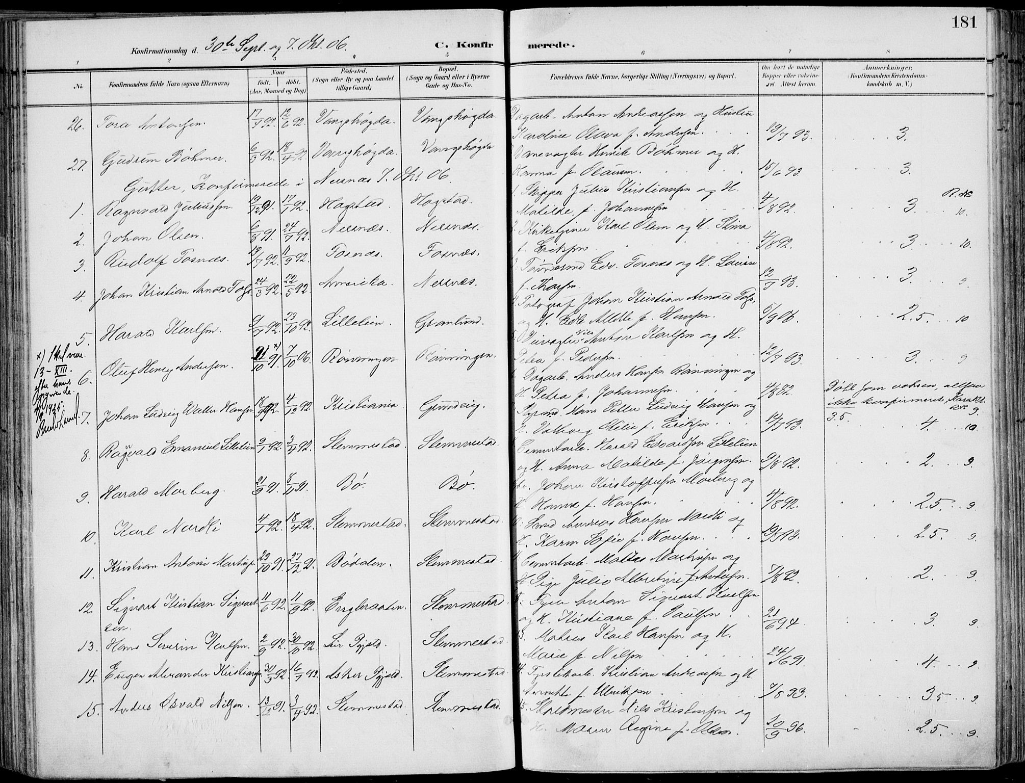 Røyken kirkebøker, SAKO/A-241/F/Fa/L0009: Parish register (official) no. 9, 1898-1911, p. 181