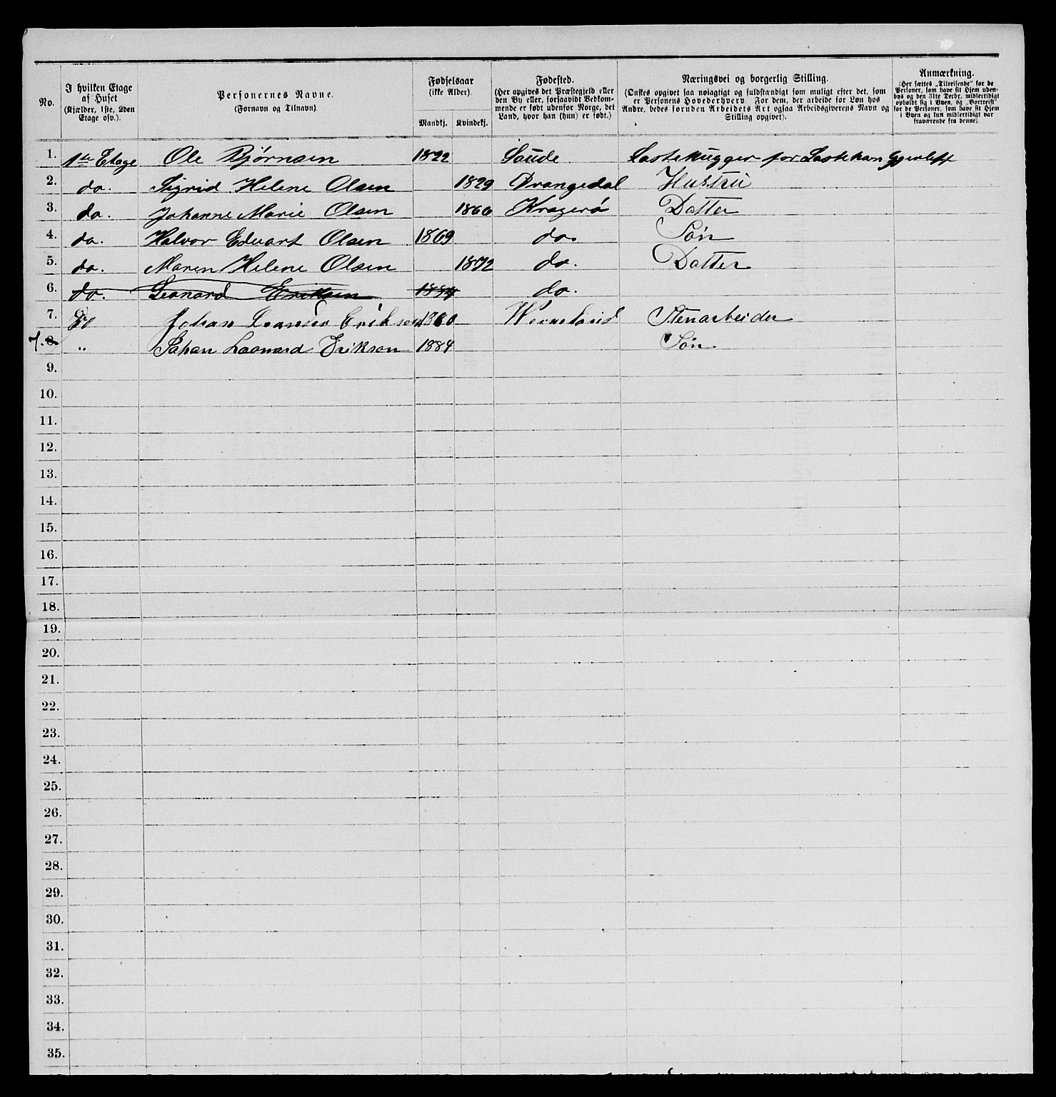 SAKO, 1885 census for 0801 Kragerø, 1885, p. 263