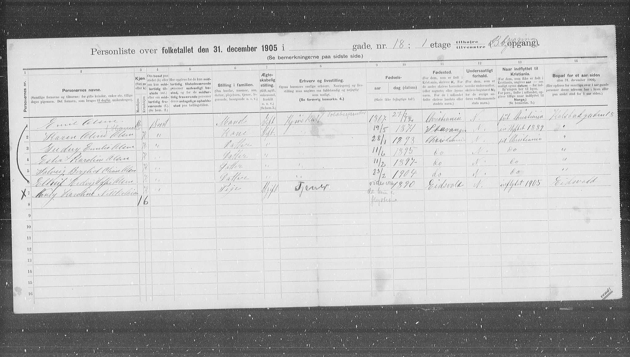 OBA, Municipal Census 1905 for Kristiania, 1905, p. 27606