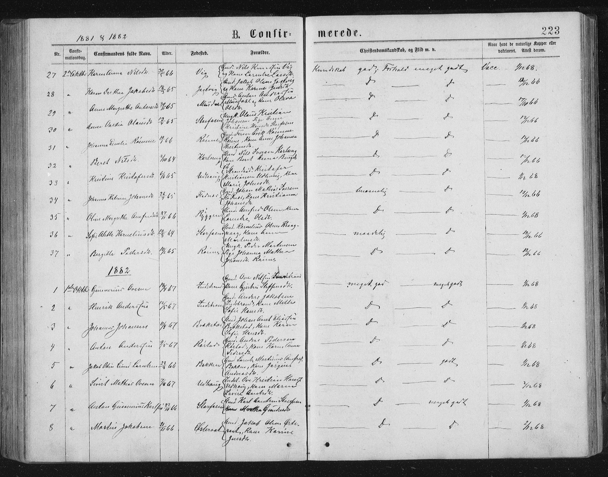 Ministerialprotokoller, klokkerbøker og fødselsregistre - Sør-Trøndelag, SAT/A-1456/659/L0745: Parish register (copy) no. 659C02, 1869-1892, p. 223