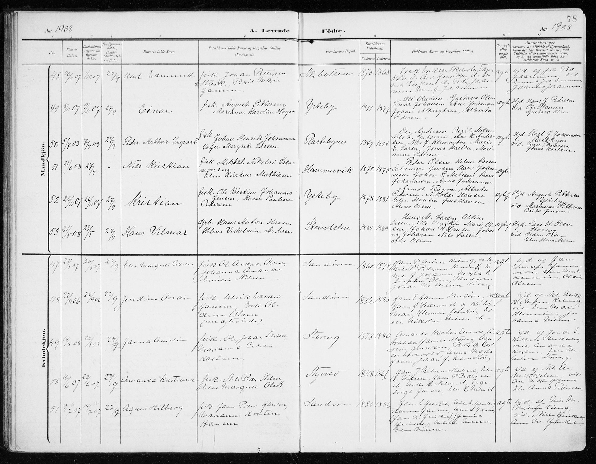 Lyngen sokneprestembete, SATØ/S-1289/H/He/Hea/L0011kirke: Parish register (official) no. 11, 1903-1913, p. 78