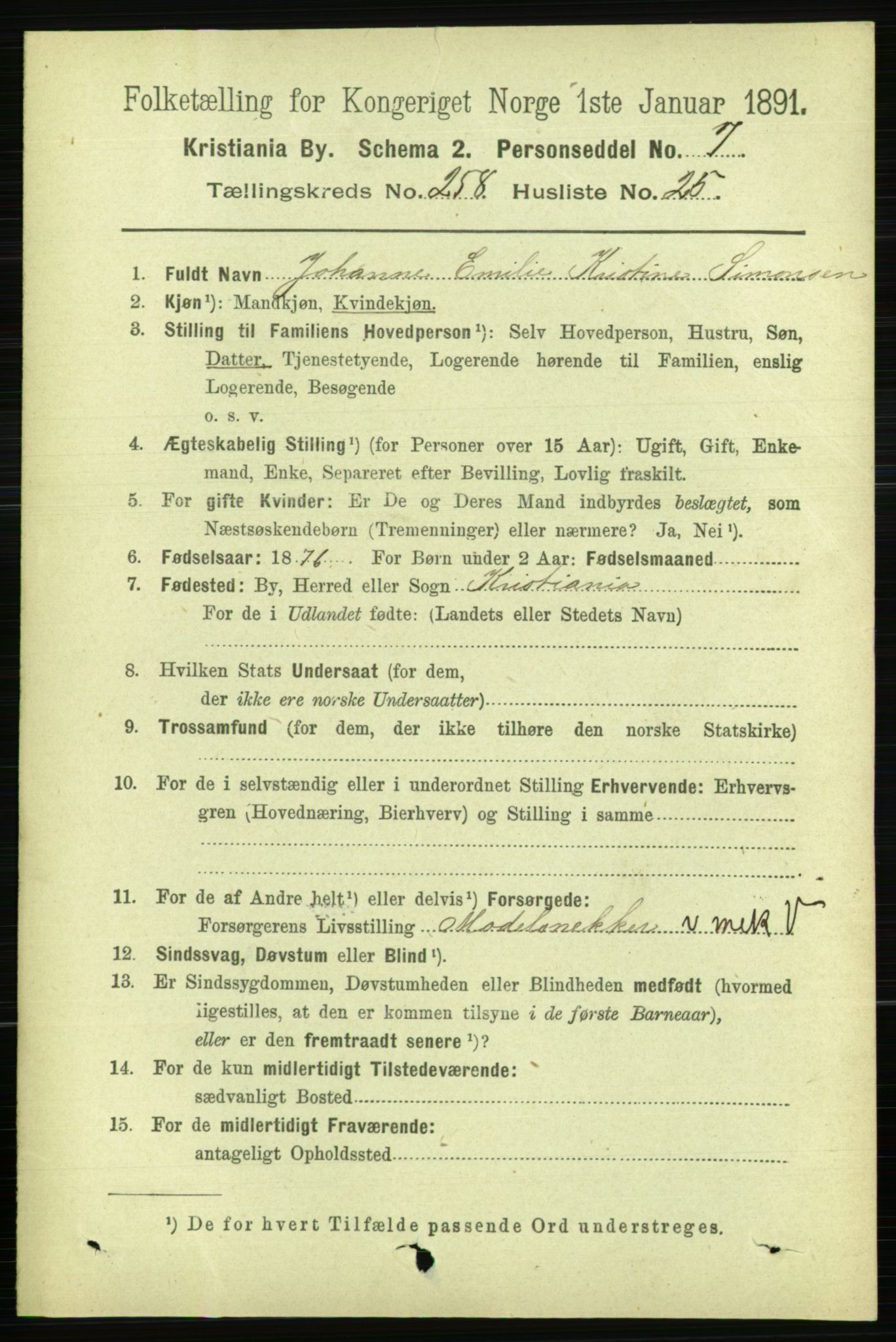 RA, 1891 census for 0301 Kristiania, 1891, p. 157386