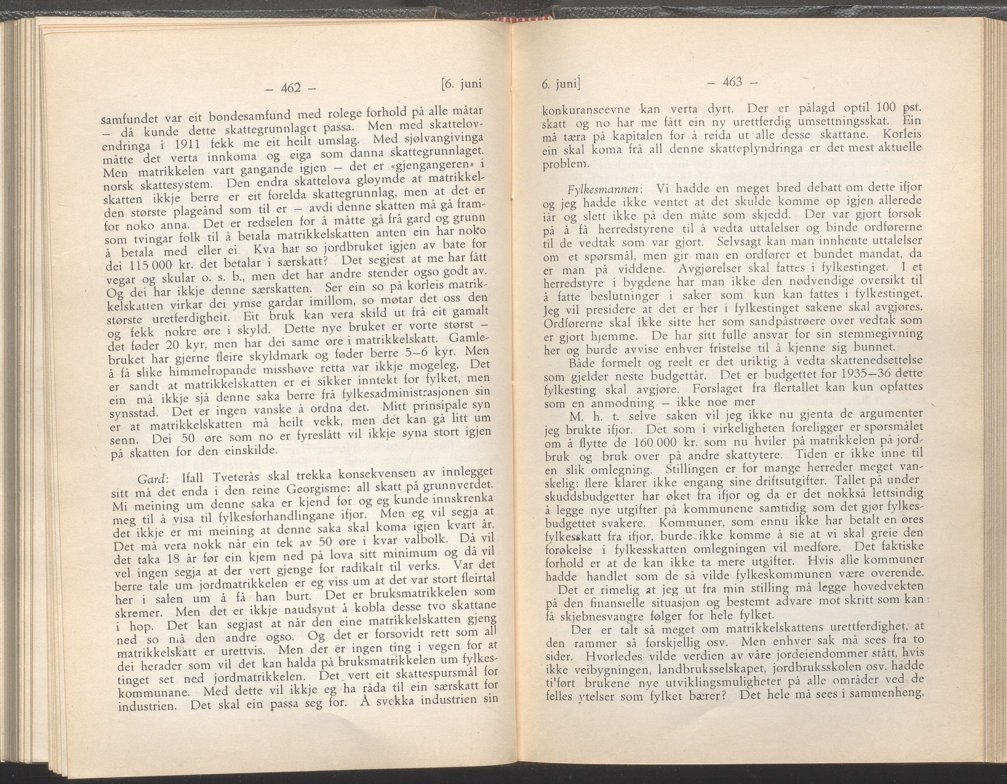 Rogaland fylkeskommune - Fylkesrådmannen , IKAR/A-900/A/Aa/Aaa/L0054: Møtebok , 1935, p. 462-463