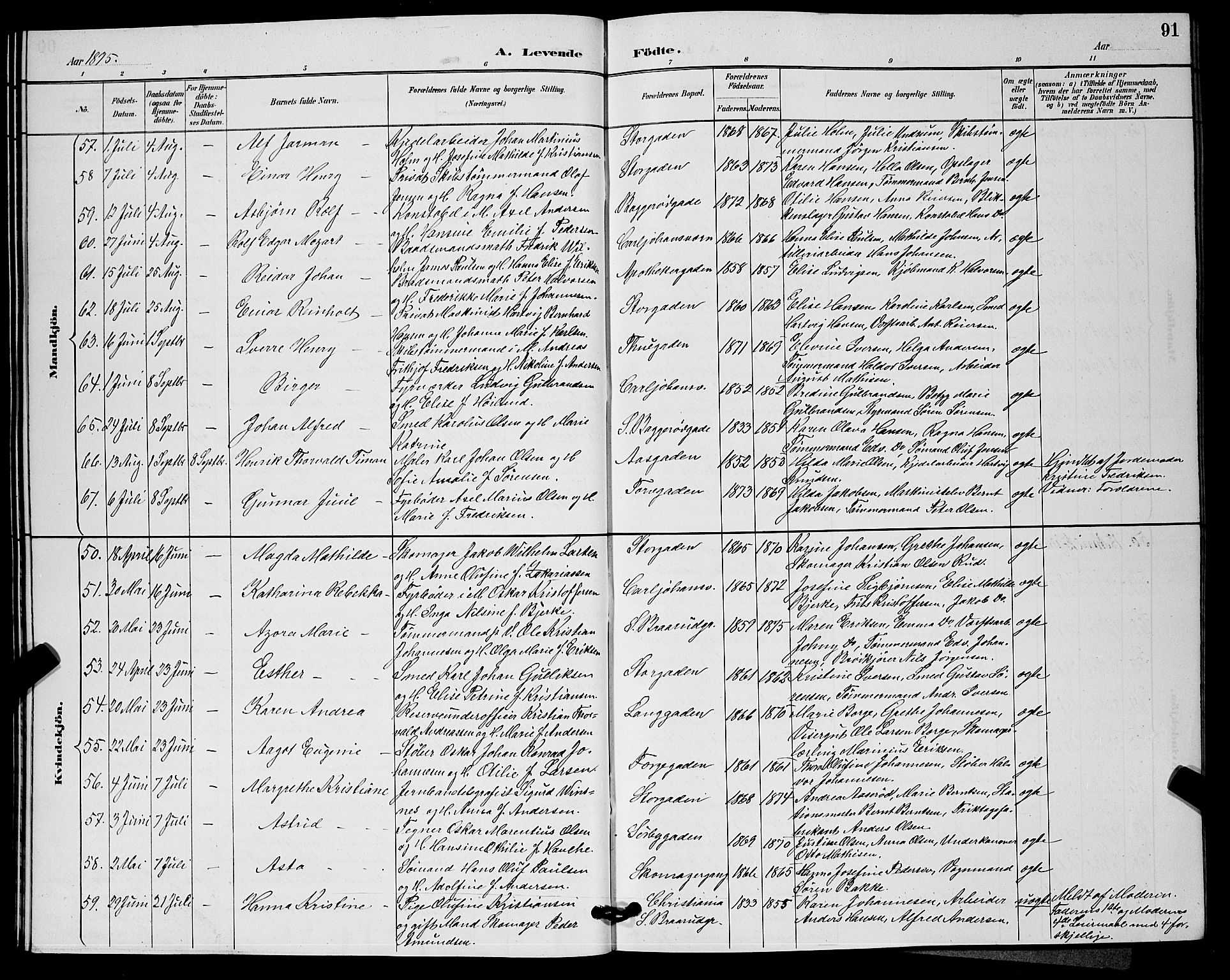 Horten kirkebøker, AV/SAKO-A-348/G/Ga/L0005: Parish register (copy) no. 5, 1888-1895, p. 91