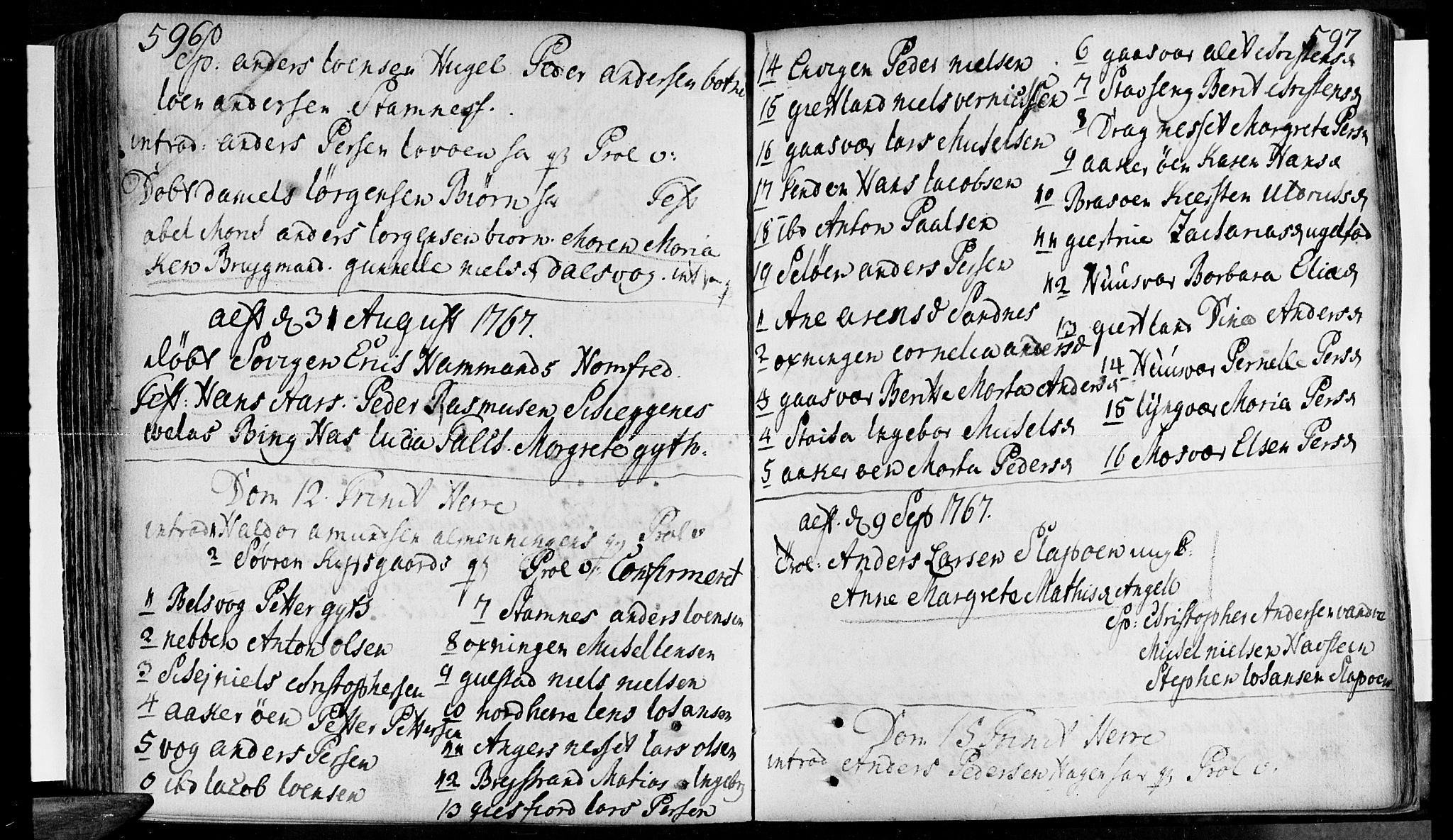 Ministerialprotokoller, klokkerbøker og fødselsregistre - Nordland, AV/SAT-A-1459/830/L0434: Parish register (official) no. 830A03, 1737-1767, p. 596-597