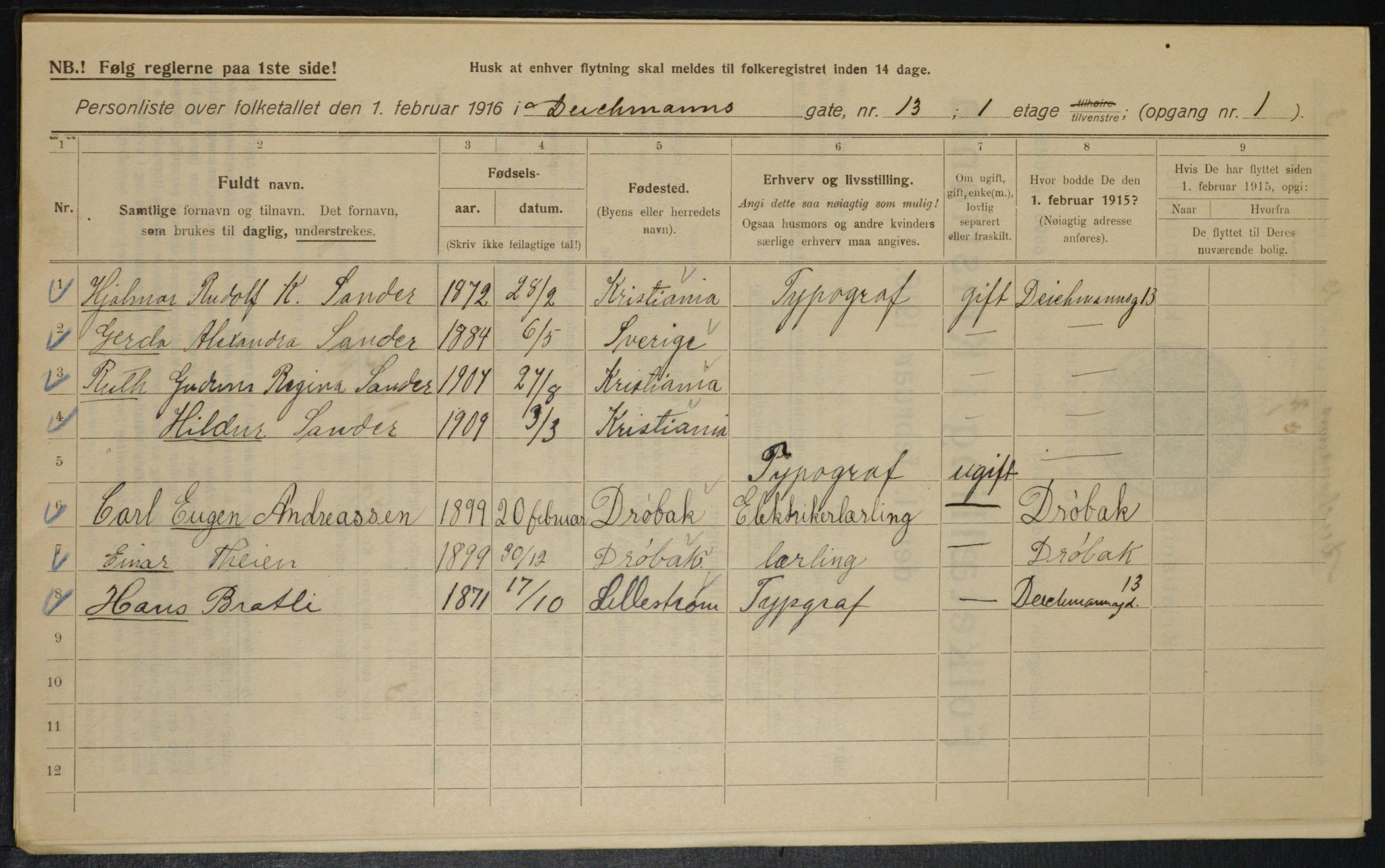 OBA, Municipal Census 1916 for Kristiania, 1916, p. 15710