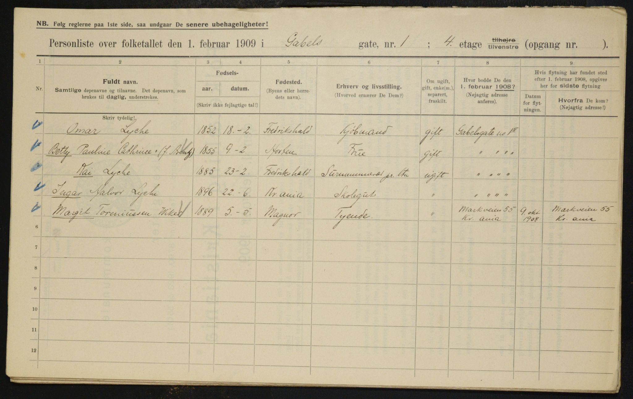 OBA, Municipal Census 1909 for Kristiania, 1909, p. 25929