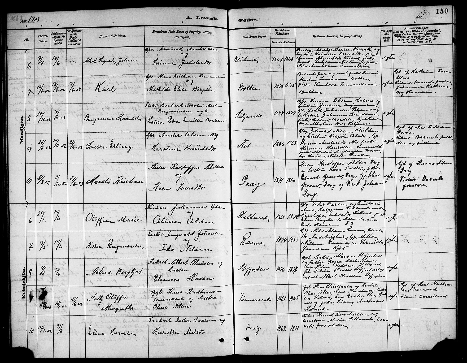 Ministerialprotokoller, klokkerbøker og fødselsregistre - Nordland, AV/SAT-A-1459/861/L0876: Parish register (copy) no. 861C02, 1887-1903, p. 150