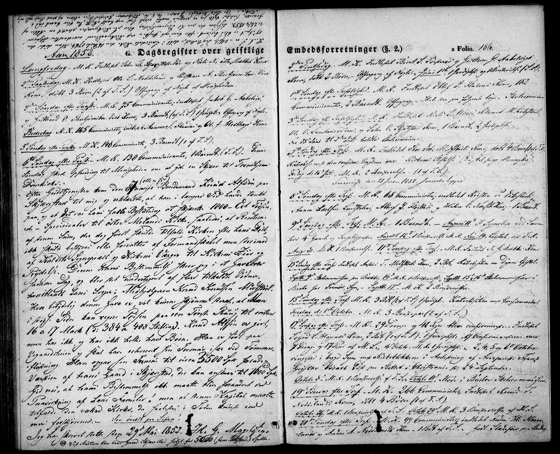 Austre Moland sokneprestkontor, SAK/1111-0001/F/Fa/Faa/L0007: Parish register (official) no. A 7, 1847-1857, p. 156