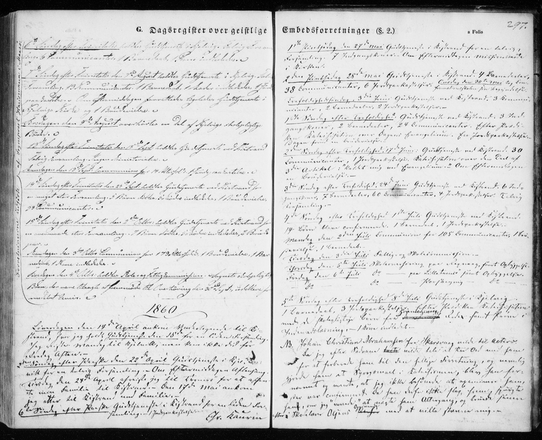 Kistrand/Porsanger sokneprestembete, SATØ/S-1351/H/Ha/L0004.kirke: Parish register (official) no. 4, 1843-1860, p. 297
