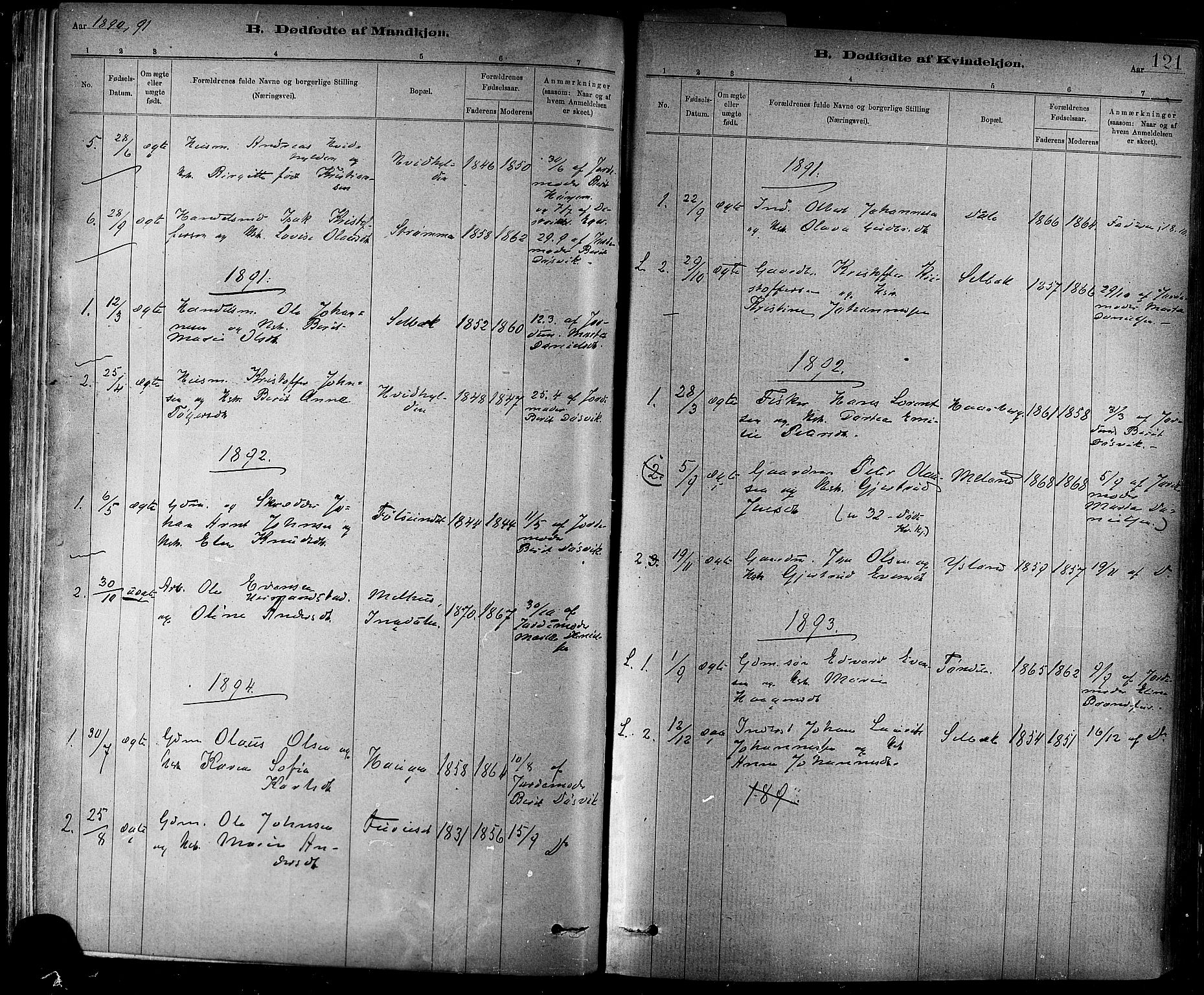 Ministerialprotokoller, klokkerbøker og fødselsregistre - Sør-Trøndelag, AV/SAT-A-1456/647/L0634: Parish register (official) no. 647A01, 1885-1896, p. 121