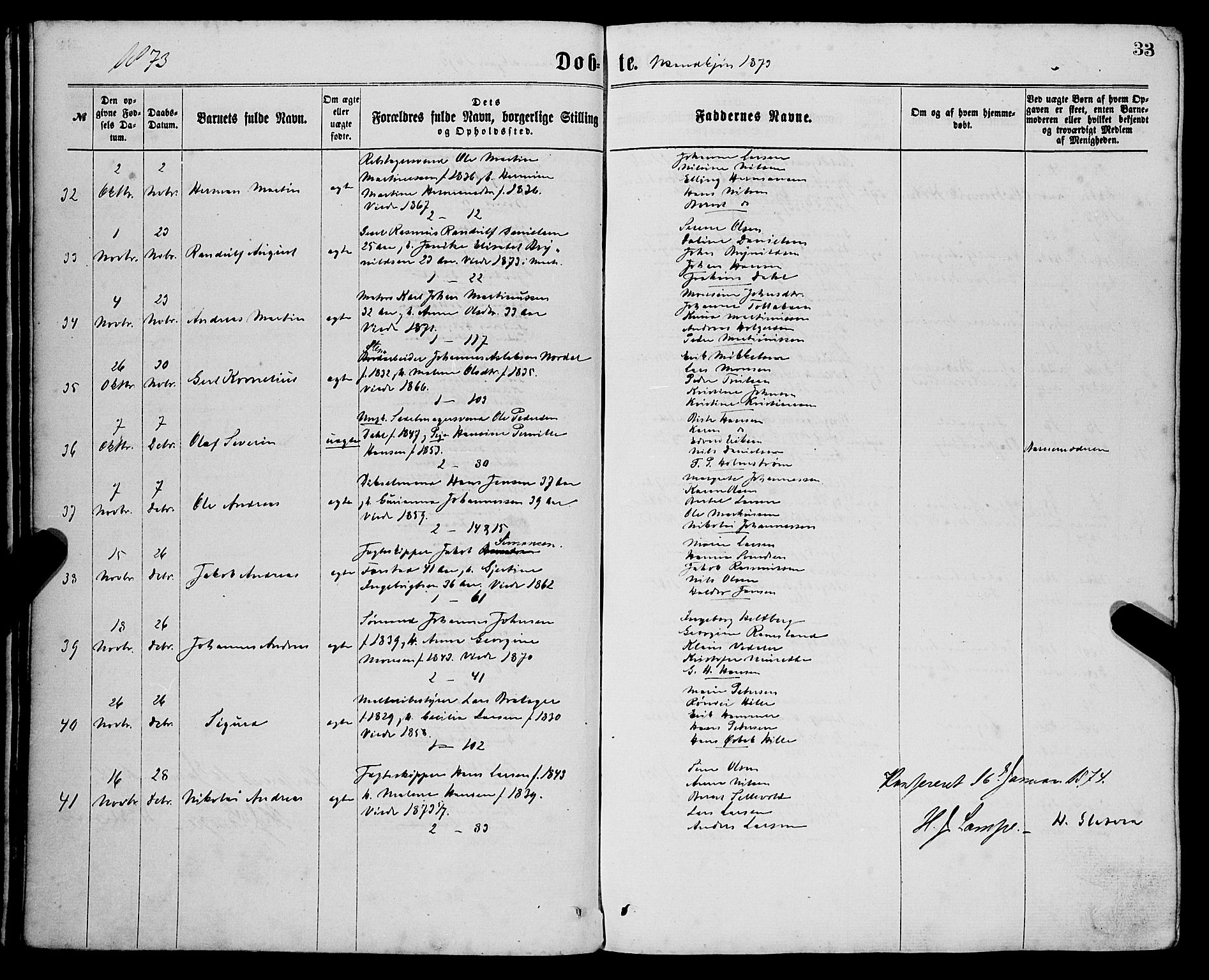 Sandviken Sokneprestembete, AV/SAB-A-77601/H/Ha/L0001: Parish register (official) no. A 1, 1867-1877, p. 33