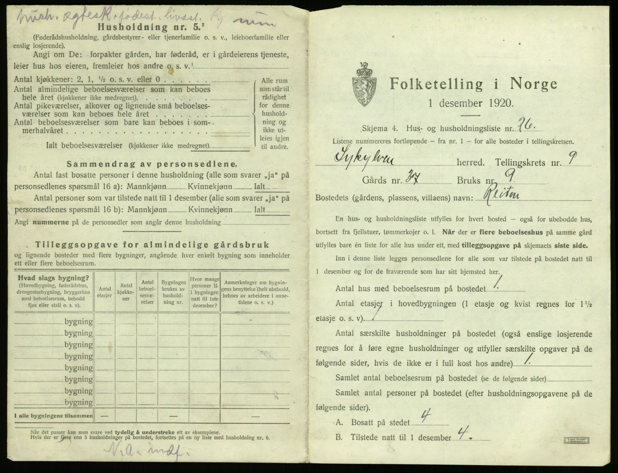 SAT, 1920 census for Sykkylven, 1920, p. 713