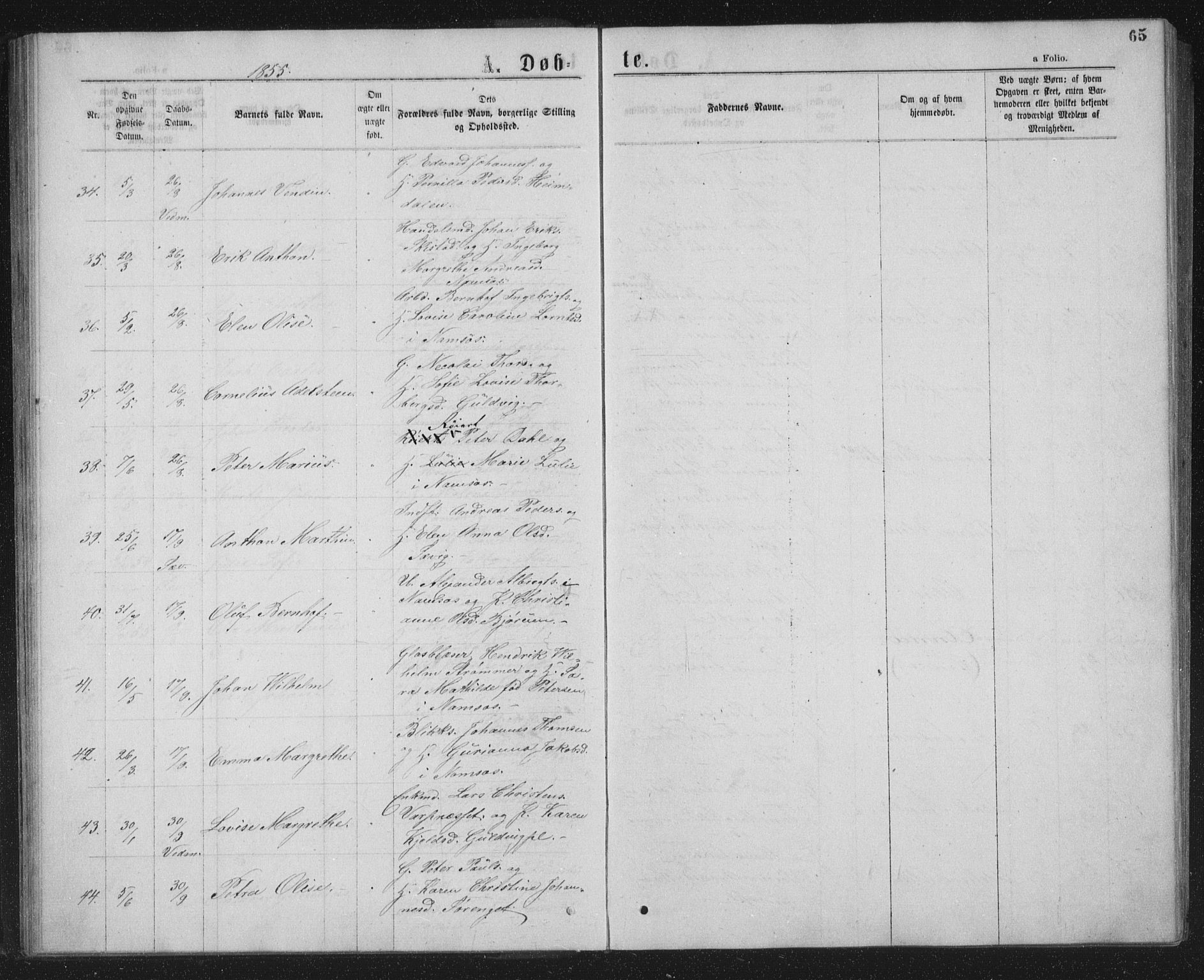 Ministerialprotokoller, klokkerbøker og fødselsregistre - Nord-Trøndelag, SAT/A-1458/768/L0566: Parish register (official) no. 768A01, 1836-1865, p. 65