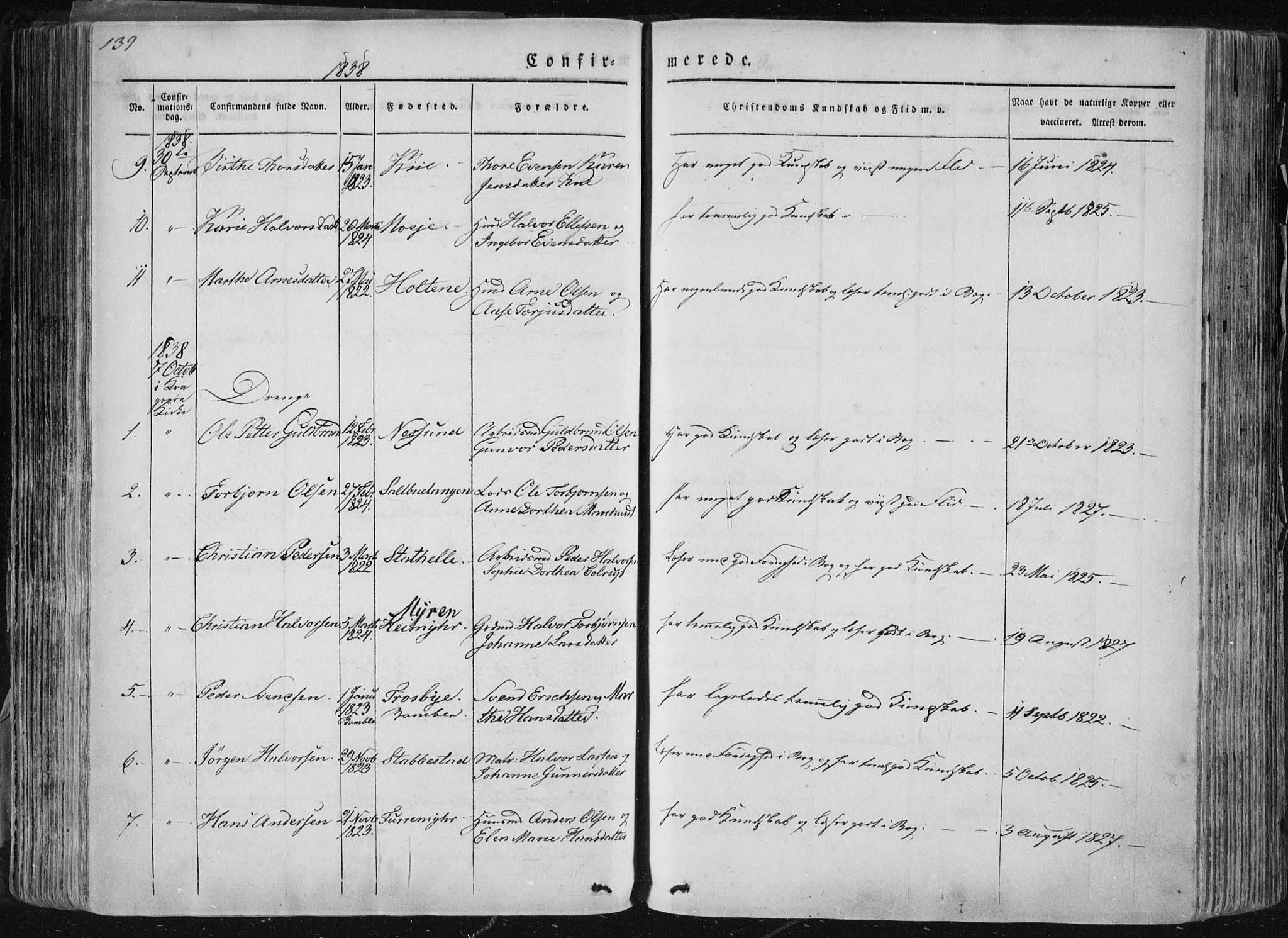 Sannidal kirkebøker, AV/SAKO-A-296/F/Fa/L0007: Parish register (official) no. 7, 1831-1854, p. 139