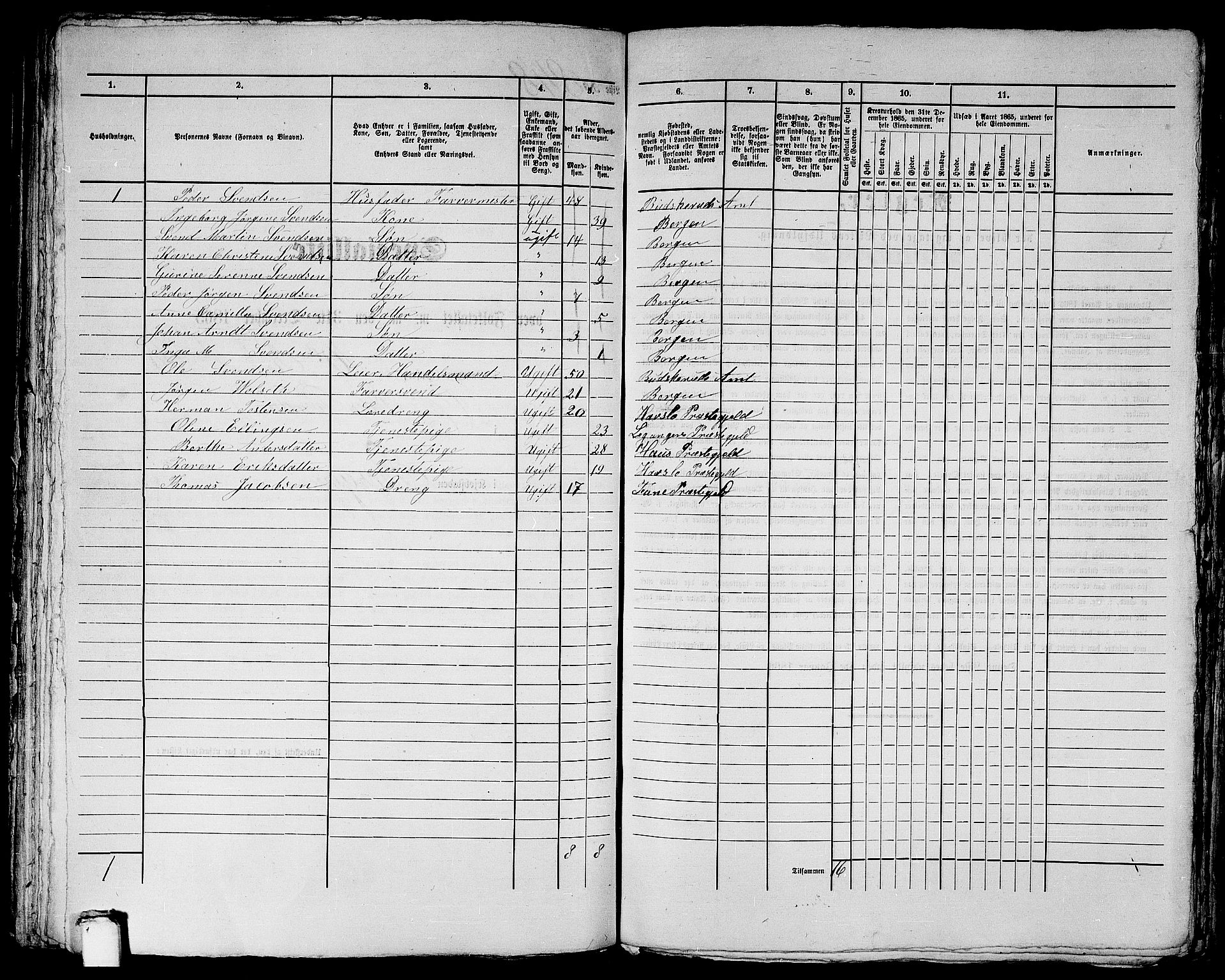 RA, 1865 census for Bergen, 1865, p. 1758