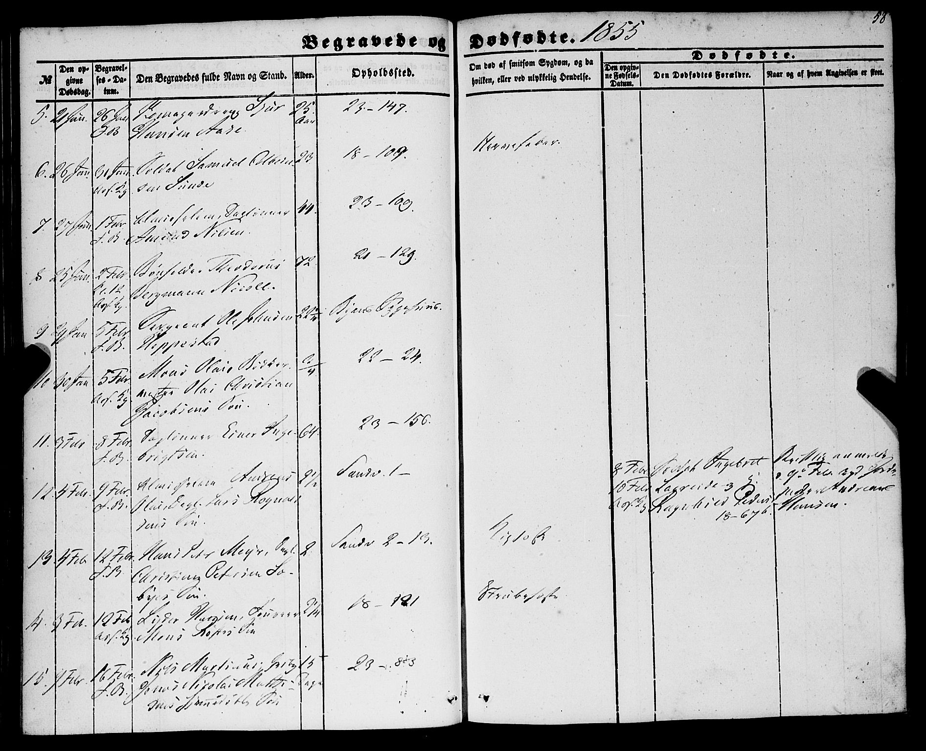 Korskirken sokneprestembete, SAB/A-76101/H/Haa: Parish register (official) no. E 2, 1848-1862, p. 58