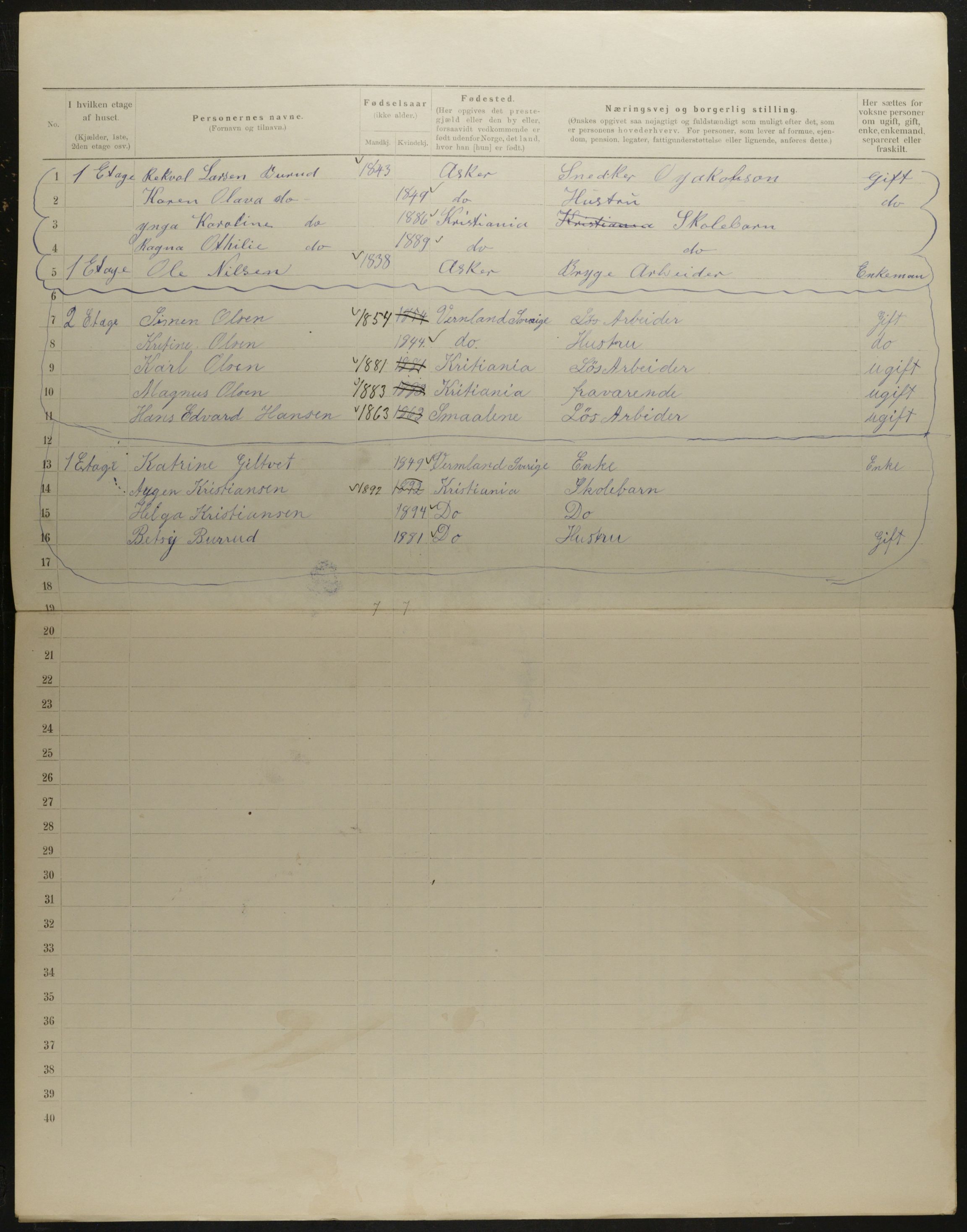 OBA, Municipal Census 1901 for Kristiania, 1901, p. 7494