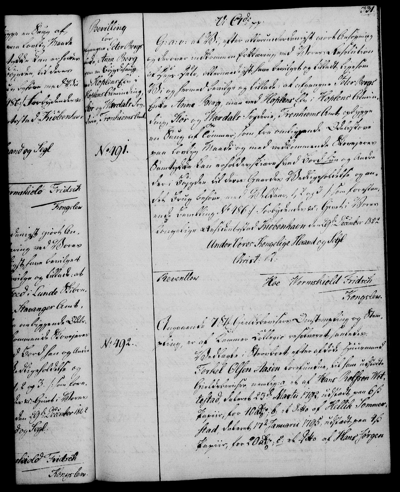 Rentekammeret, Kammerkanselliet, RA/EA-3111/G/Gg/Gga/L0017: Norsk ekspedisjonsprotokoll med register (merket RK 53.17), 1801-1803, p. 331
