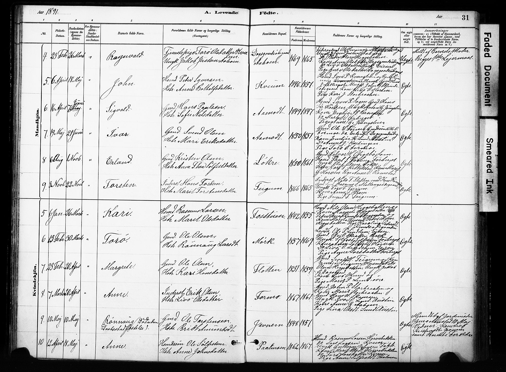 Skjåk prestekontor, SAH/PREST-072/H/Ha/Haa/L0004: Parish register (official) no. 4, 1880-1904, p. 31