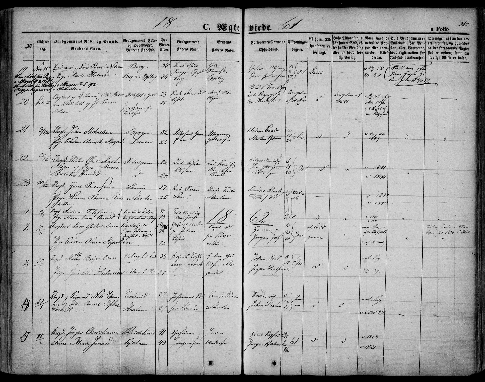 Sande Kirkebøker, SAKO/A-53/F/Fa/L0004: Parish register (official) no. 4, 1847-1864, p. 267