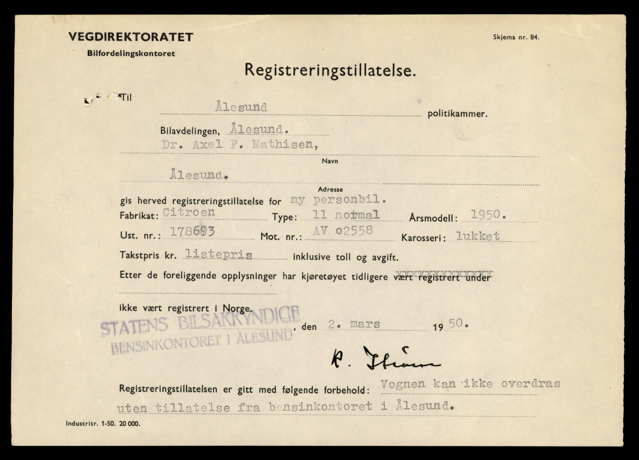 Møre og Romsdal vegkontor - Ålesund trafikkstasjon, AV/SAT-A-4099/F/Fe/L0001: Registreringskort for kjøretøy T 3 - T 127, 1927-1998, p. 711