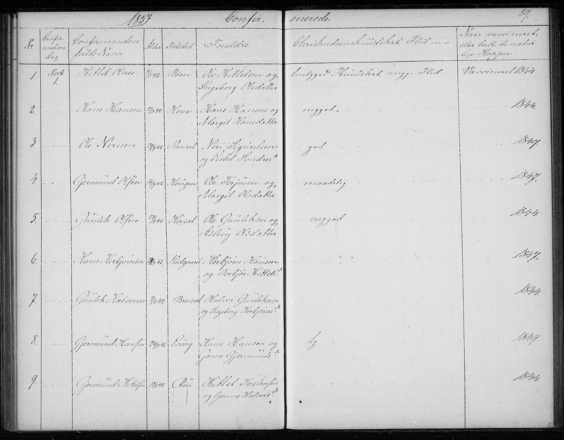 Gransherad kirkebøker, SAKO/A-267/F/Fb/L0003: Parish register (official) no. II 3, 1844-1859, p. 89