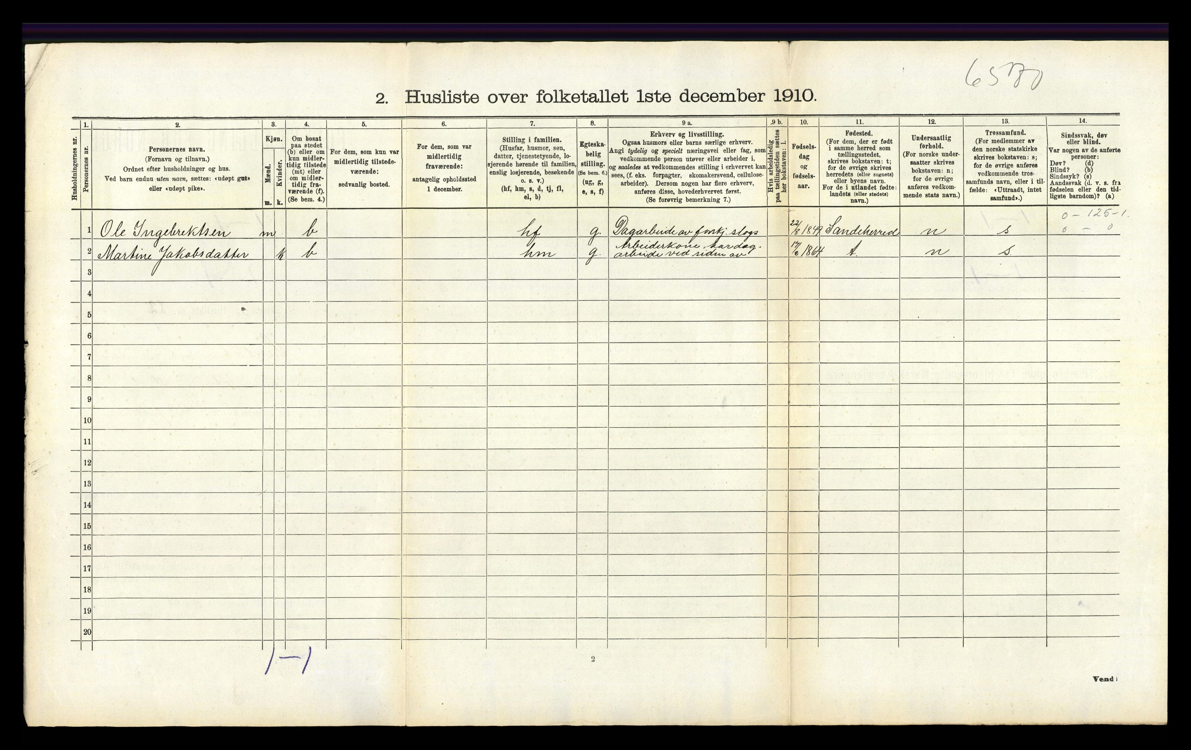 RA, 1910 census for Lardal, 1910, p. 193