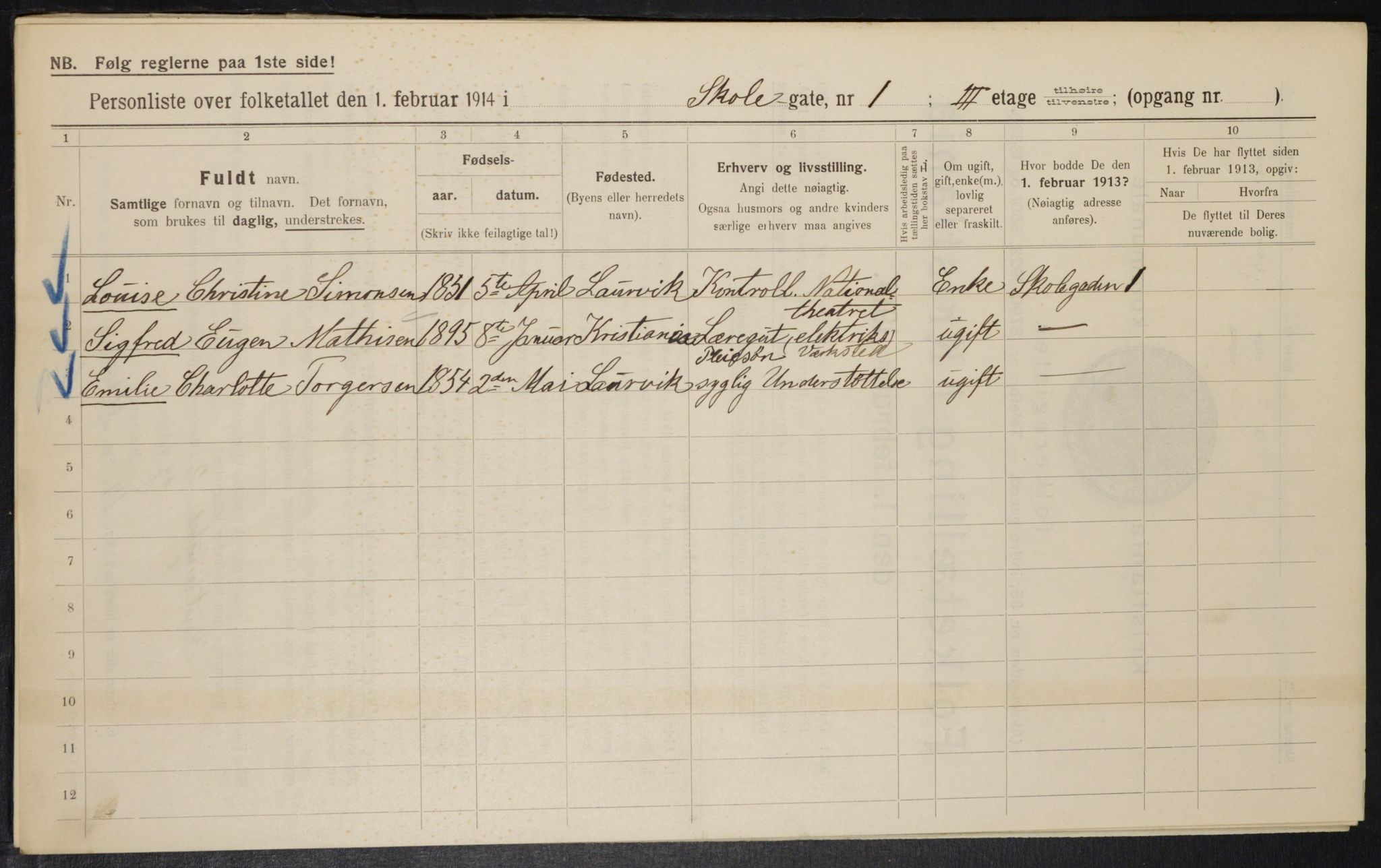 OBA, Municipal Census 1914 for Kristiania, 1914, p. 96061