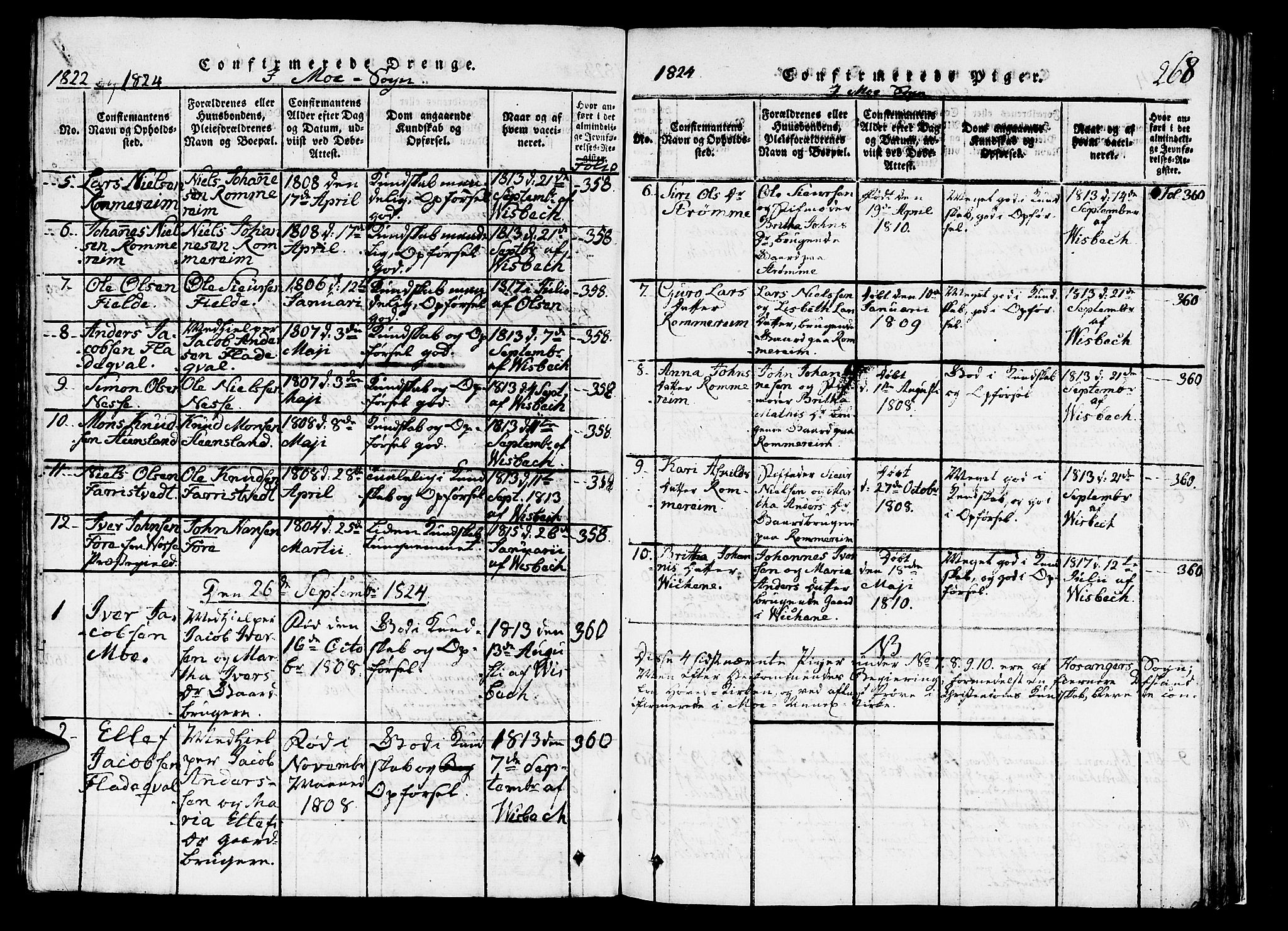 Hosanger sokneprestembete, AV/SAB-A-75801/H/Haa: Parish register (official) no. A 5, 1815-1824, p. 268