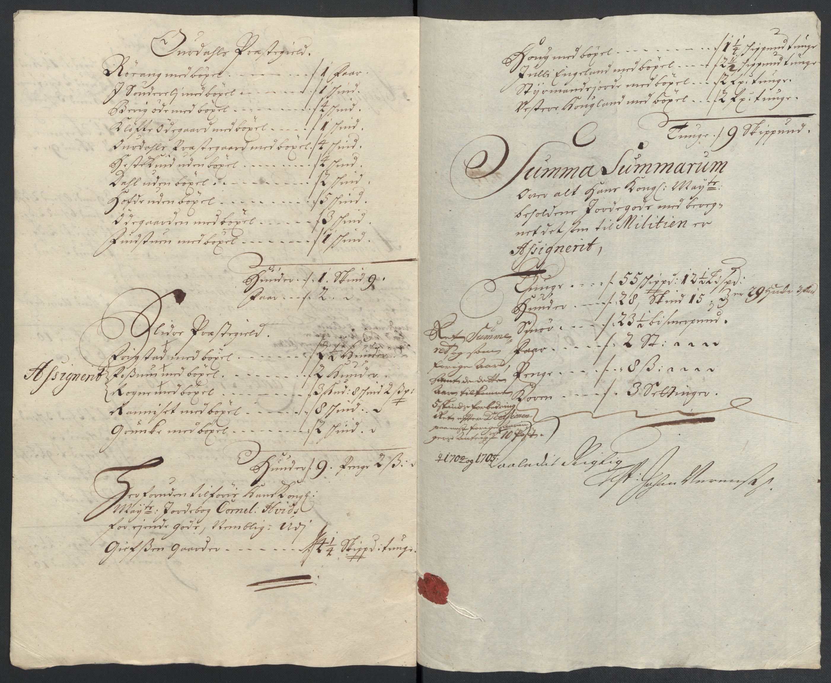 Rentekammeret inntil 1814, Reviderte regnskaper, Fogderegnskap, RA/EA-4092/R18/L1305: Fogderegnskap Hadeland, Toten og Valdres, 1707-1708, p. 19