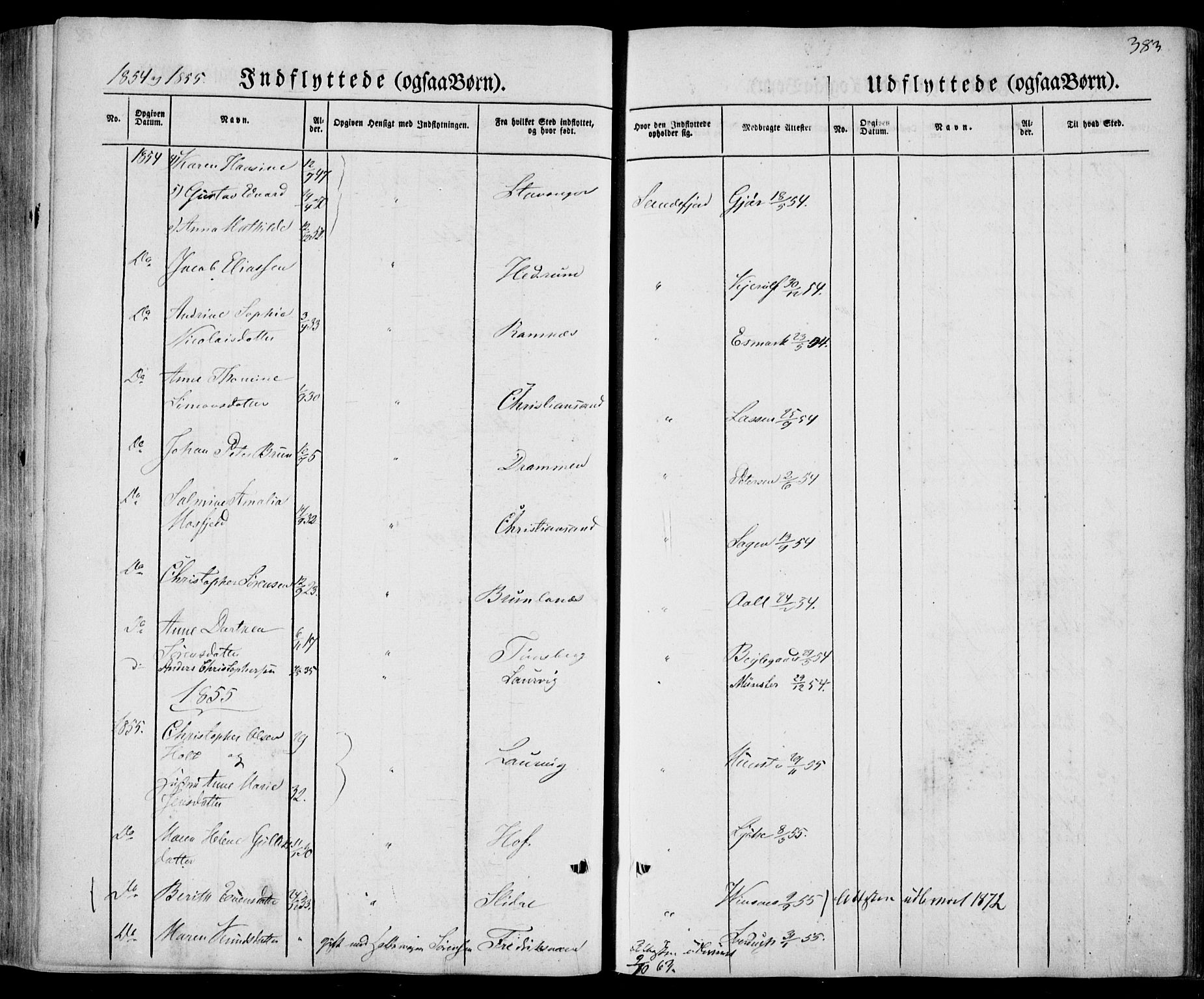 Sandar kirkebøker, SAKO/A-243/F/Fa/L0006: Parish register (official) no. 6, 1847-1860, p. 383