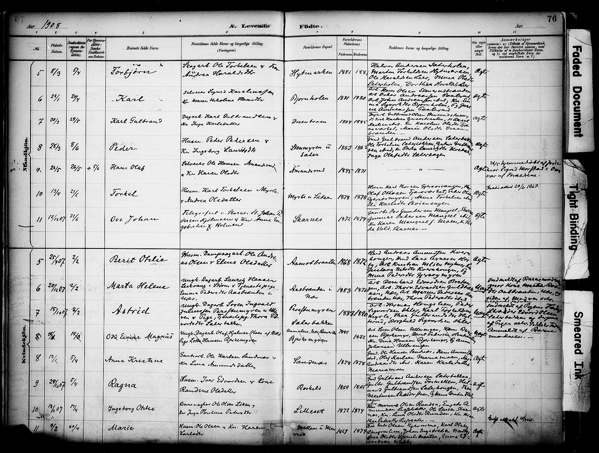 Sør-Odal prestekontor, SAH/PREST-030/H/Ha/Haa/L0008: Parish register (official) no. 8, 1886-1922, p. 76