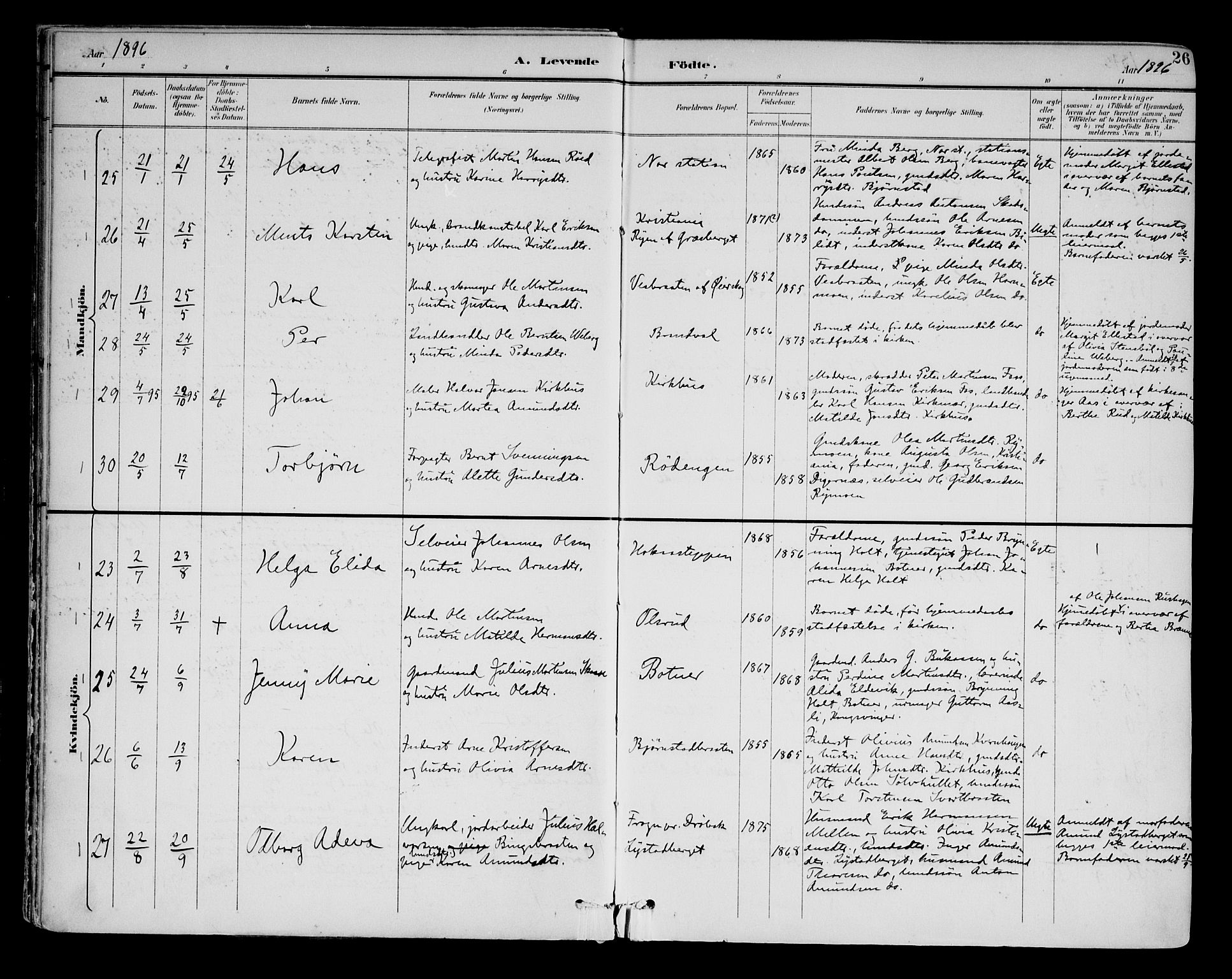 Brandval prestekontor, AV/SAH-PREST-034/H/Ha/Haa/L0003: Parish register (official) no. 3, 1894-1909, p. 26