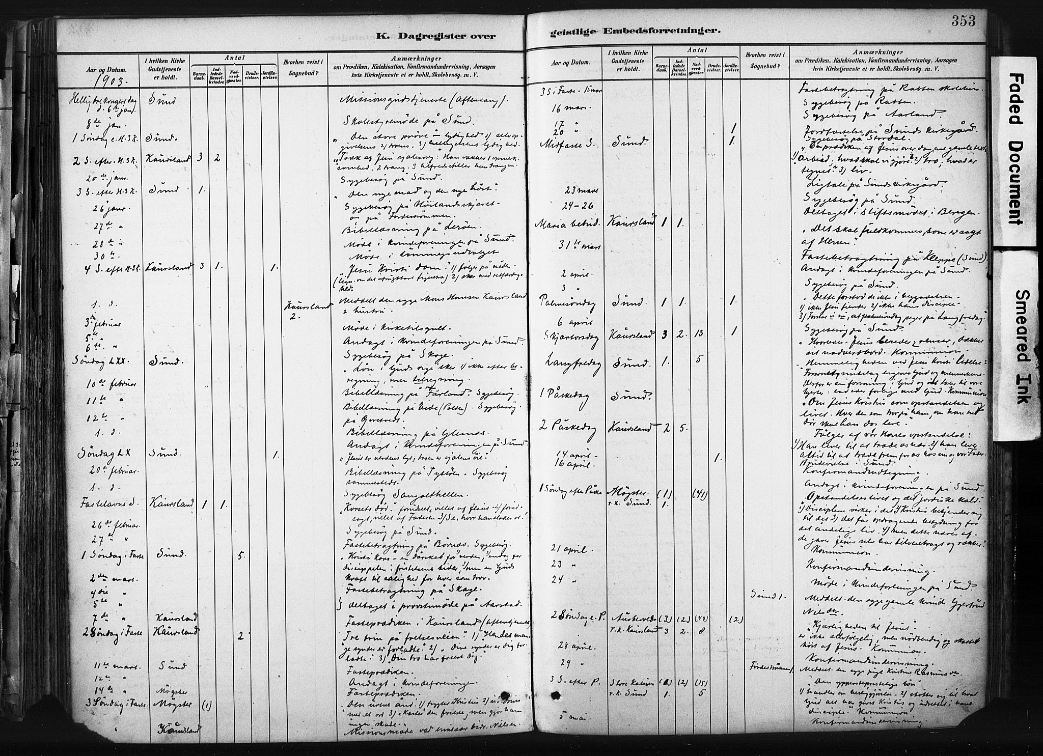 Sund sokneprestembete, AV/SAB-A-99930: Parish register (official) no. B 1, 1882-1907, p. 353