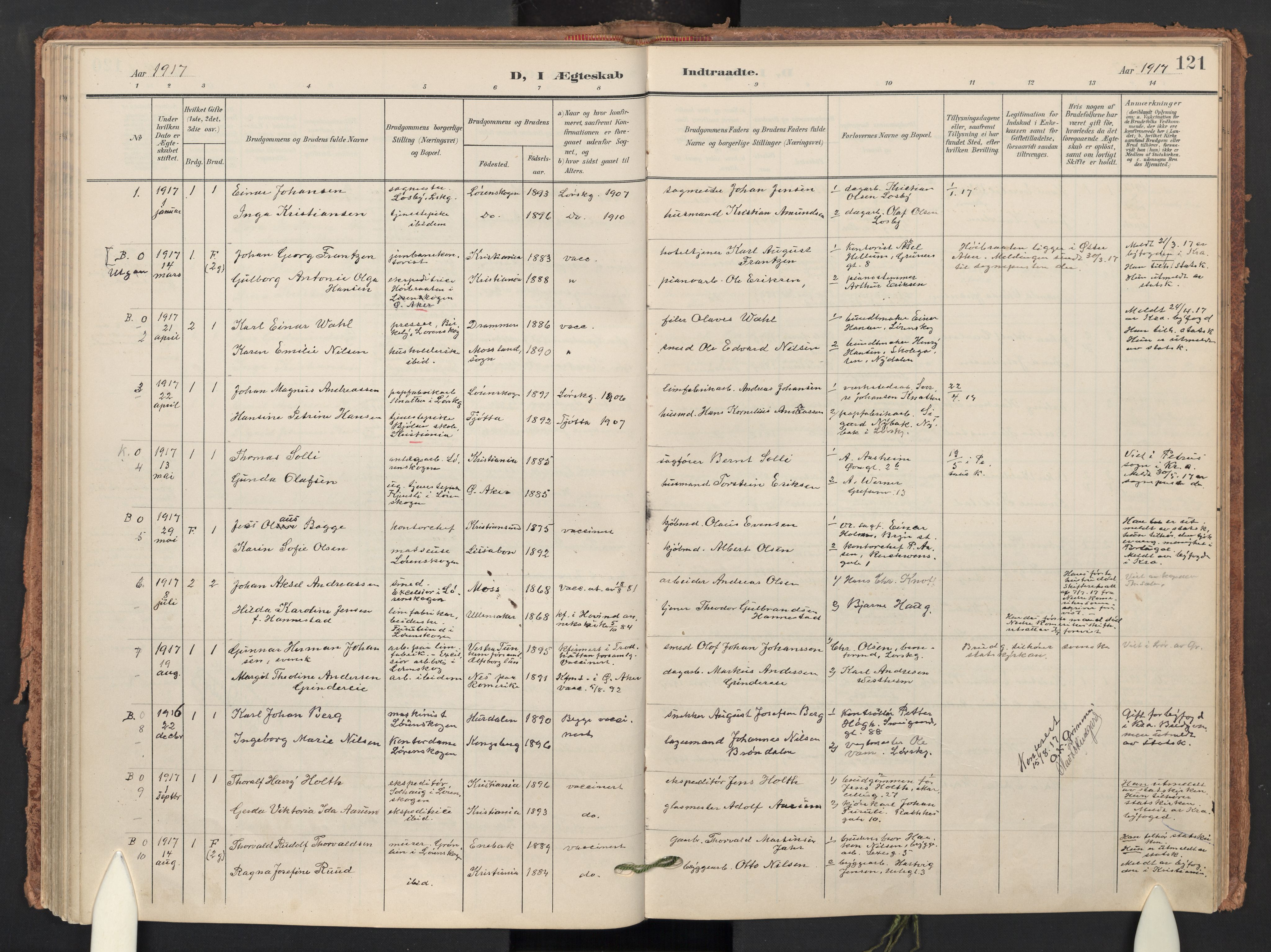 Skedsmo prestekontor Kirkebøker, AV/SAO-A-10033a/F/Fb/L0002: Parish register (official) no. II 2, 1902-1921, p. 121