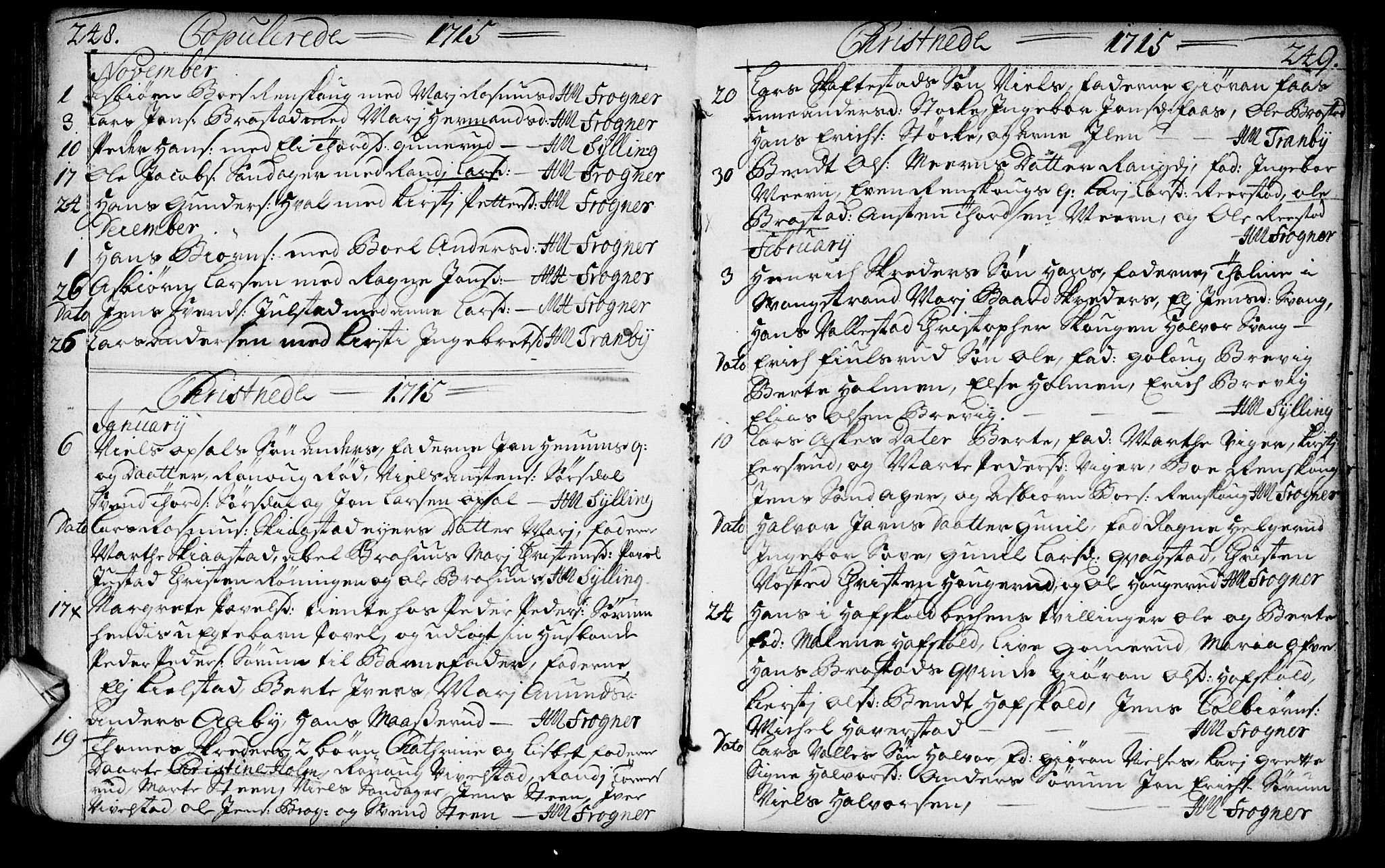 Lier kirkebøker, AV/SAKO-A-230/F/Fa/L0002: Parish register (official) no. I 2, 1701-1726, p. 248-249