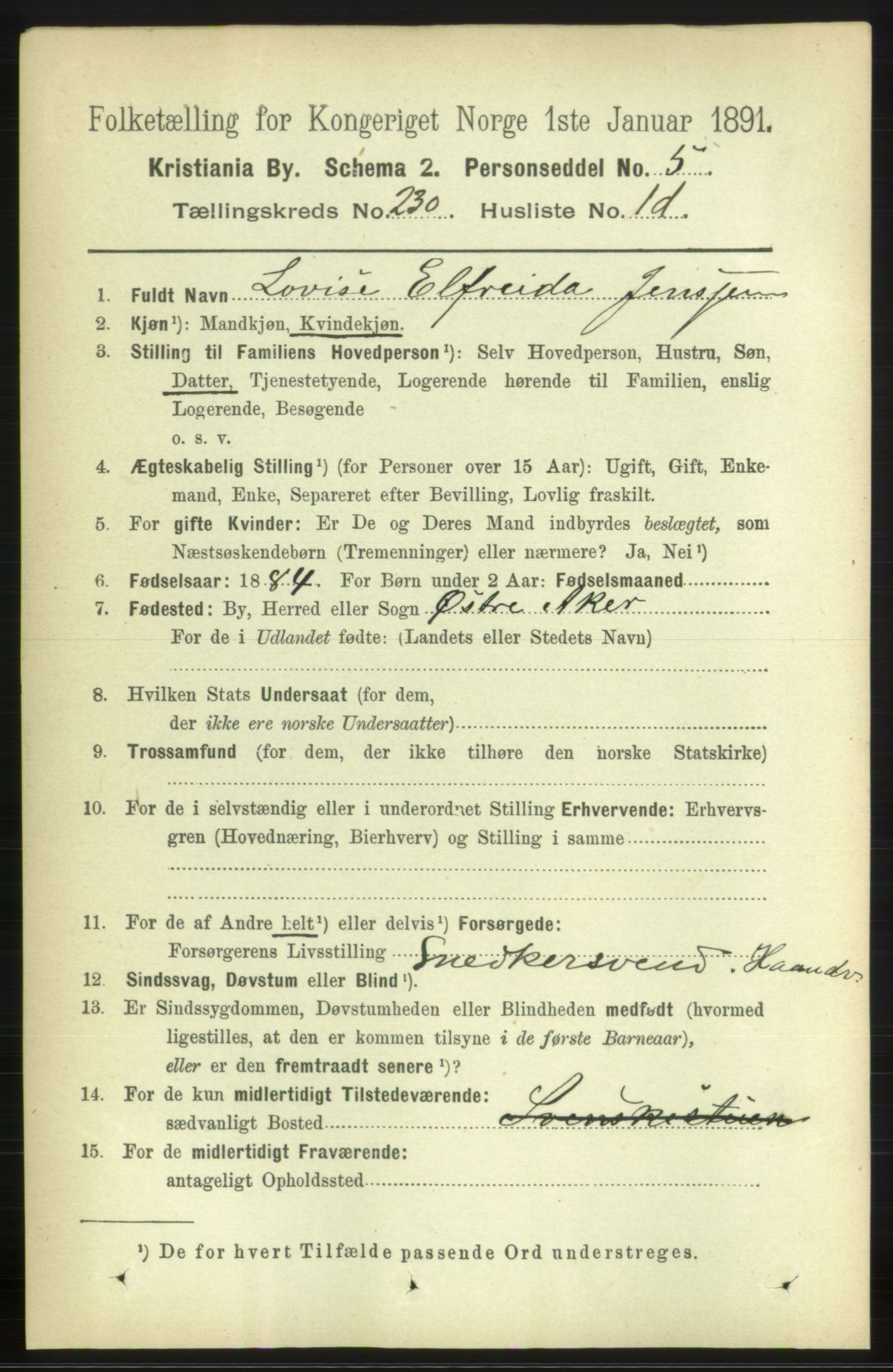 RA, 1891 census for 0301 Kristiania, 1891, p. 142181