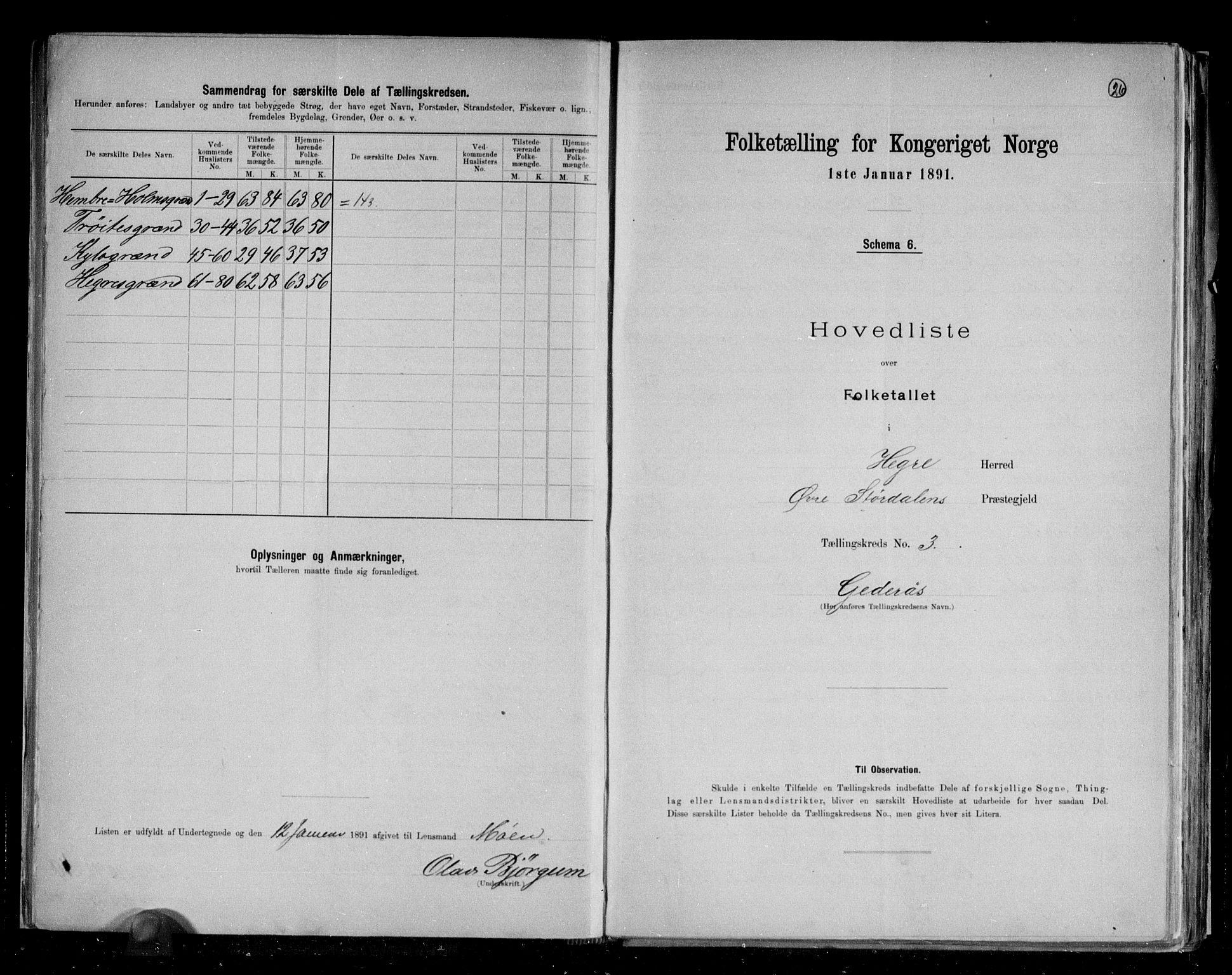 RA, 1891 census for 1712 Hegra, 1891, p. 9