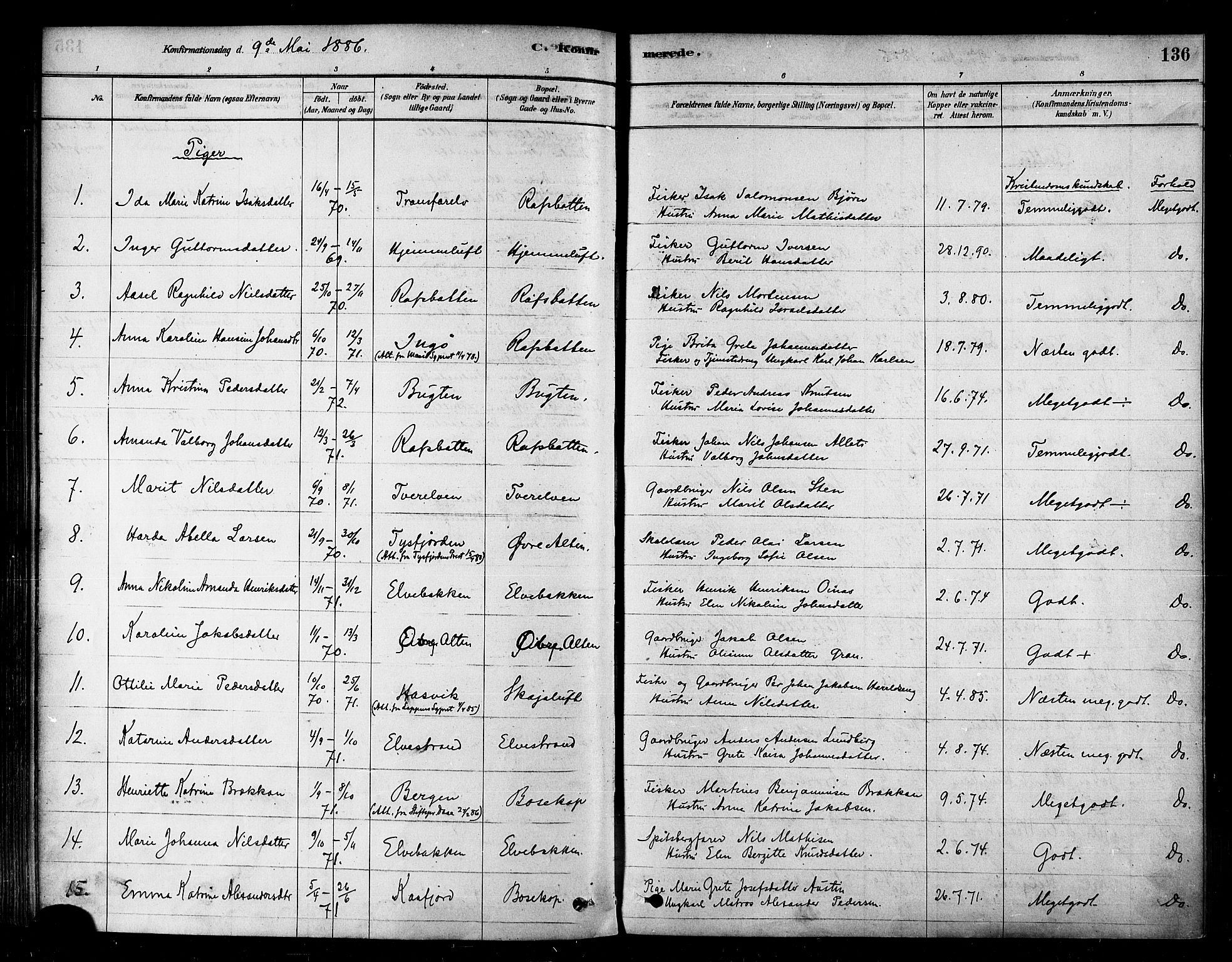 Alta sokneprestkontor, SATØ/S-1338/H/Ha/L0002.kirke: Parish register (official) no. 2, 1879-1892, p. 136