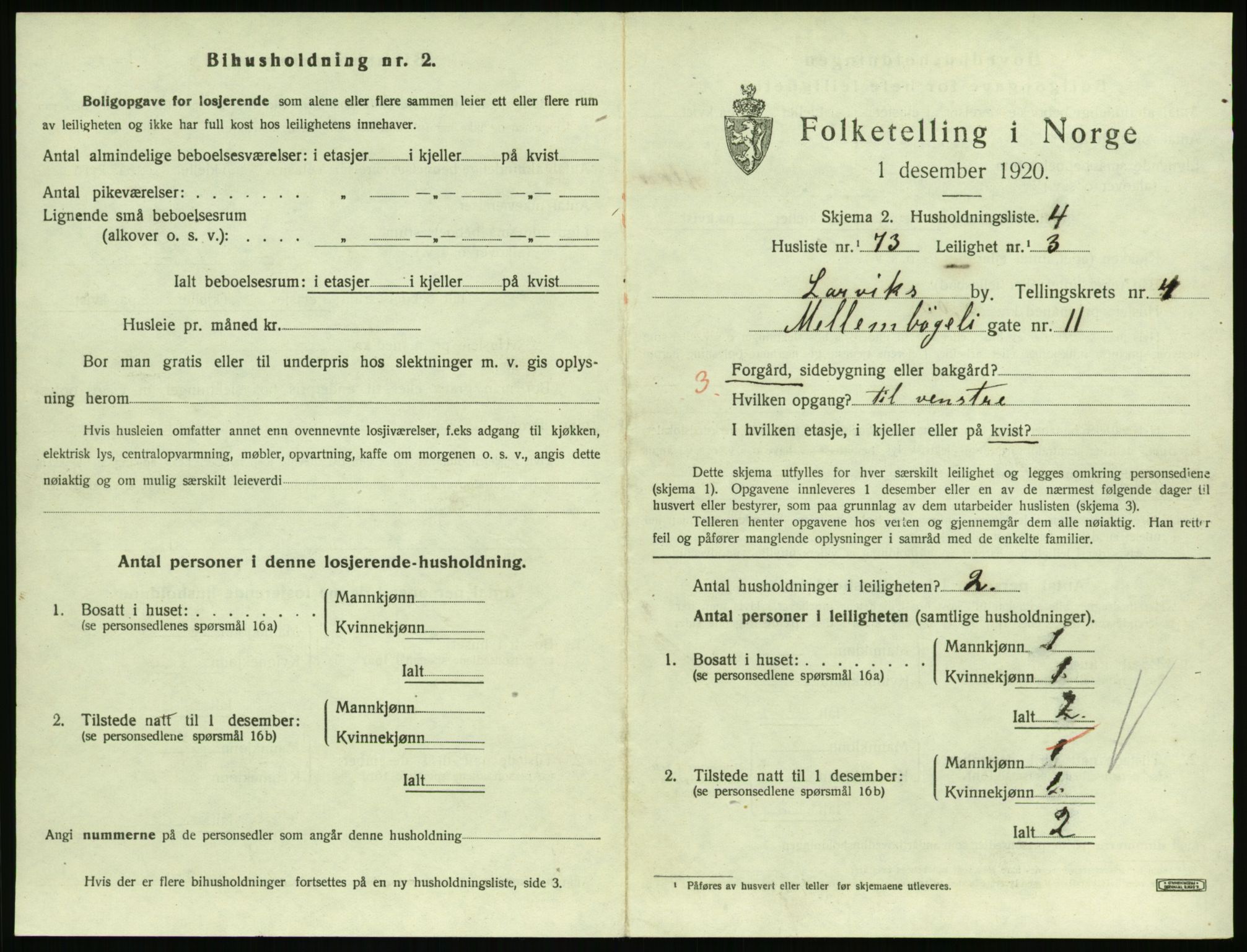 SAKO, 1920 census for Larvik, 1920, p. 4508