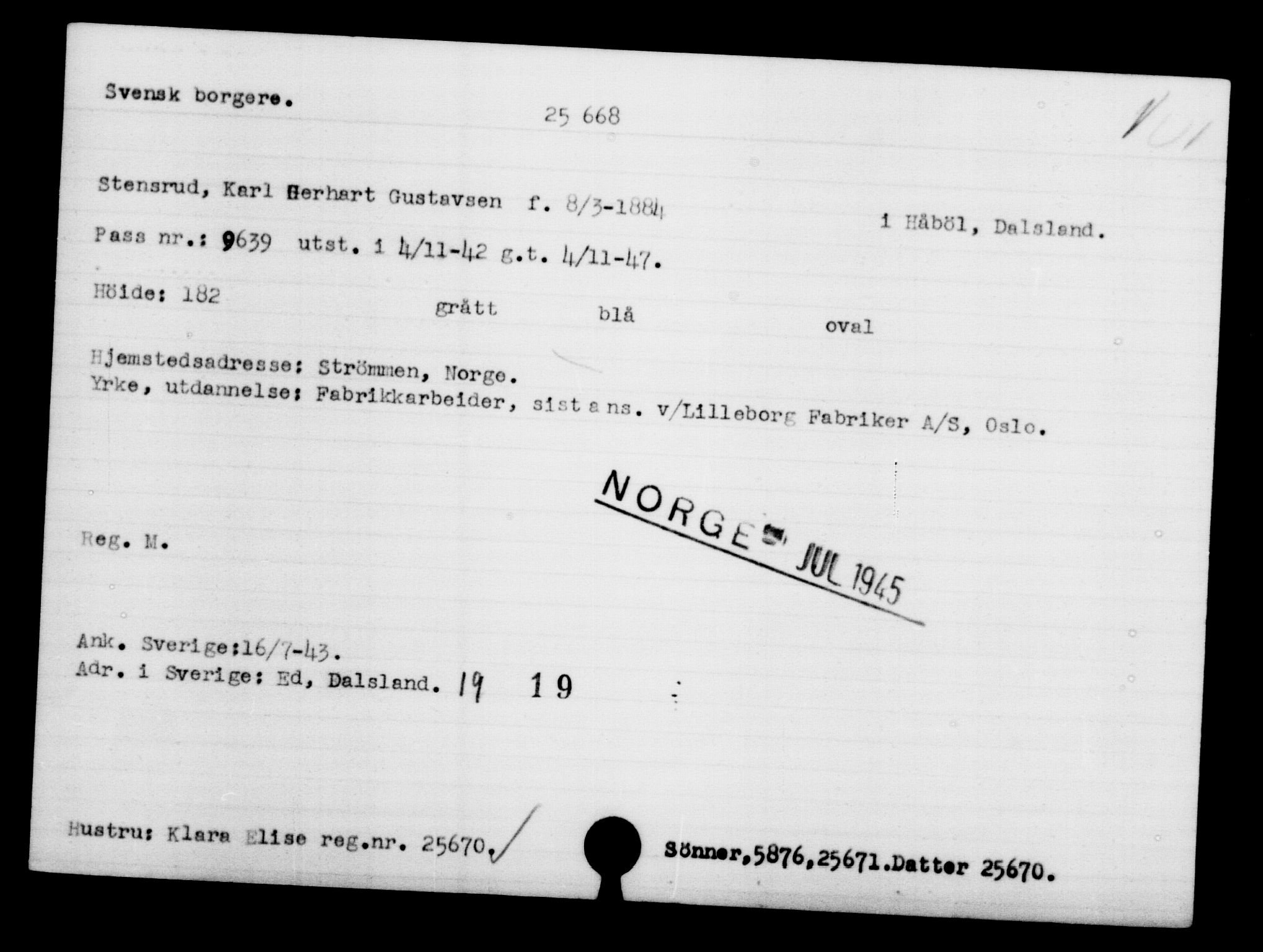 Den Kgl. Norske Legasjons Flyktningskontor, AV/RA-S-6753/V/Va/L0011: Kjesäterkartoteket.  Flyktningenr. 25300-28349, 1940-1945, p. 384