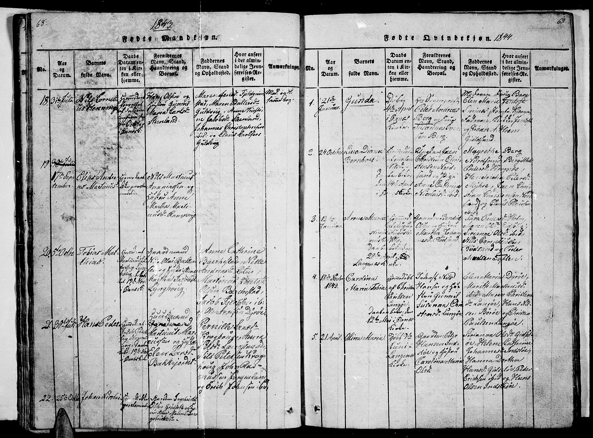 Ministerialprotokoller, klokkerbøker og fødselsregistre - Nordland, AV/SAT-A-1459/893/L1346: Parish register (copy) no. 893C01, 1820-1858, p. 68-69