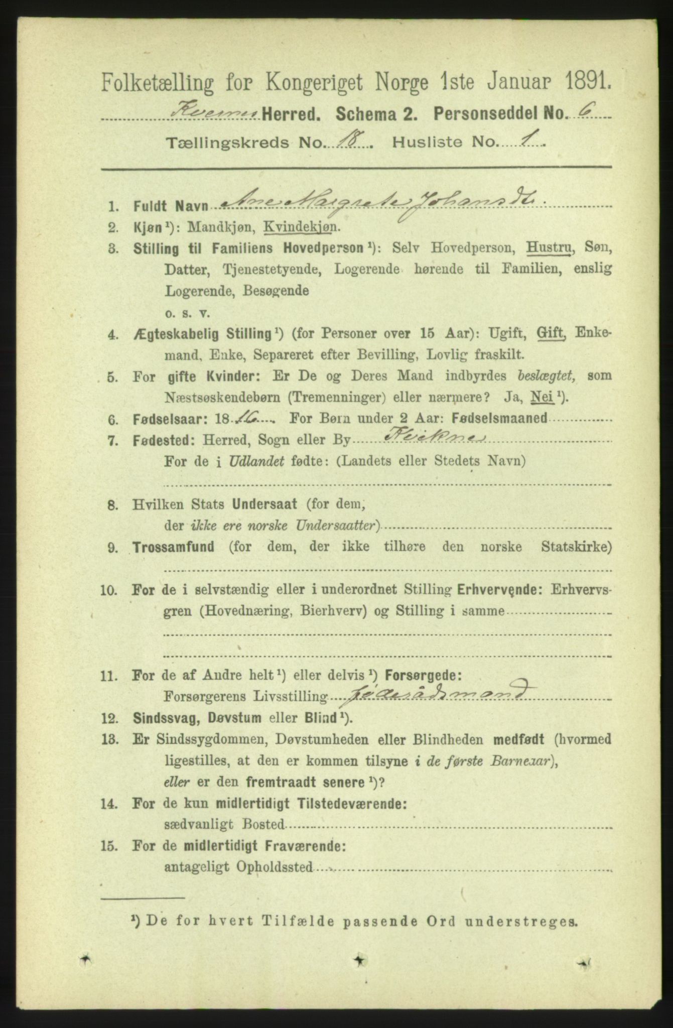 RA, 1891 census for 1553 Kvernes, 1891, p. 7758