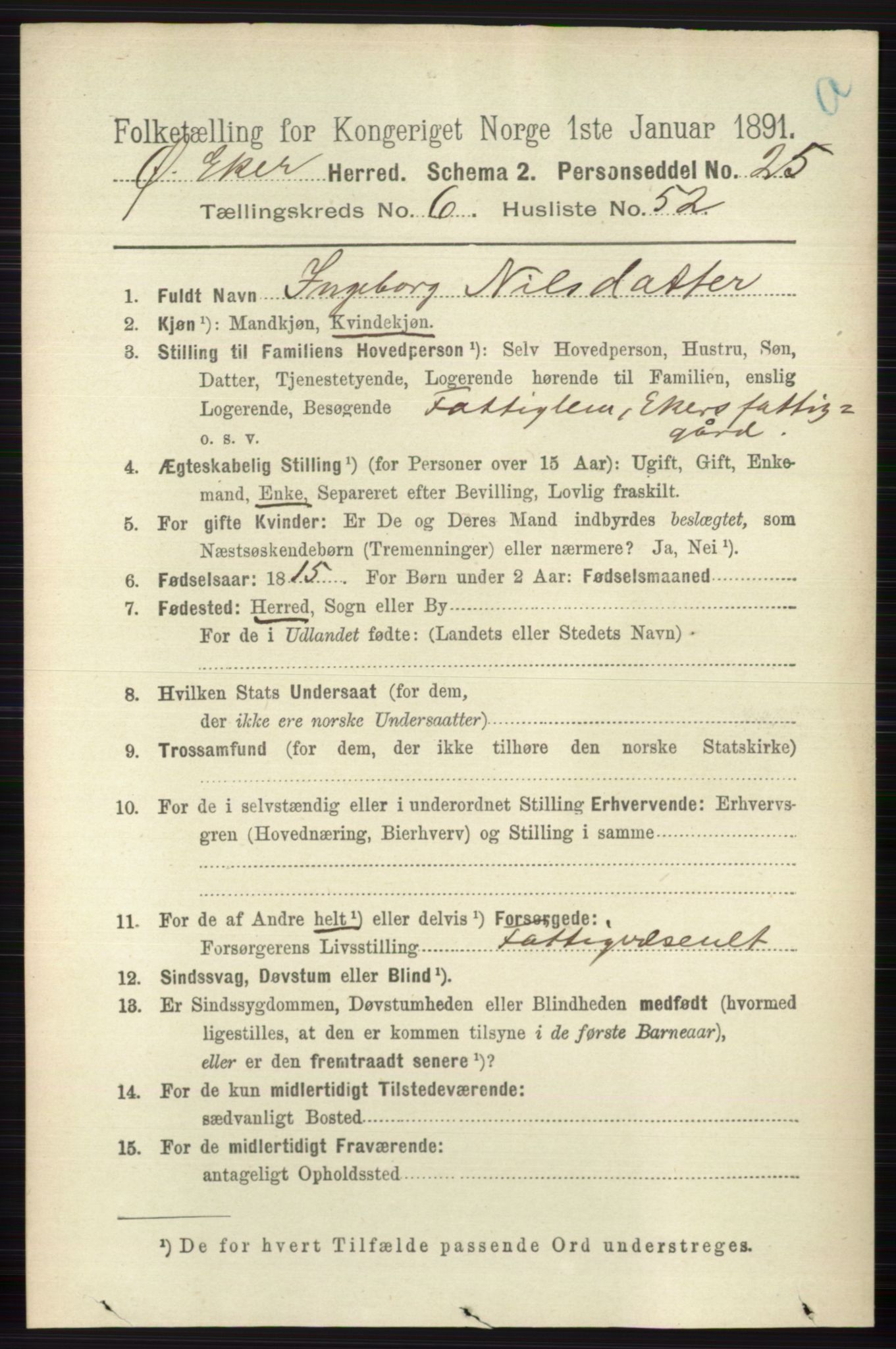 RA, 1891 census for 0624 Øvre Eiker, 1891, p. 2534