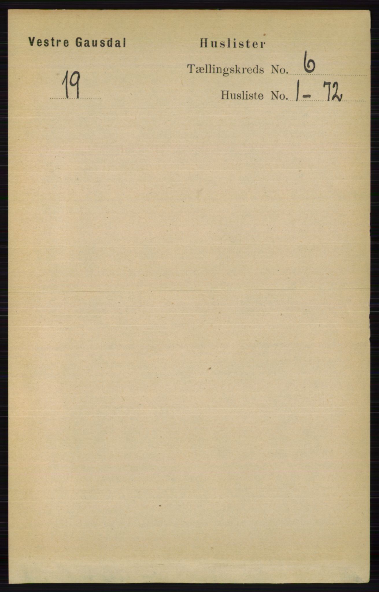 RA, 1891 census for 0523 Vestre Gausdal, 1891, p. 2478
