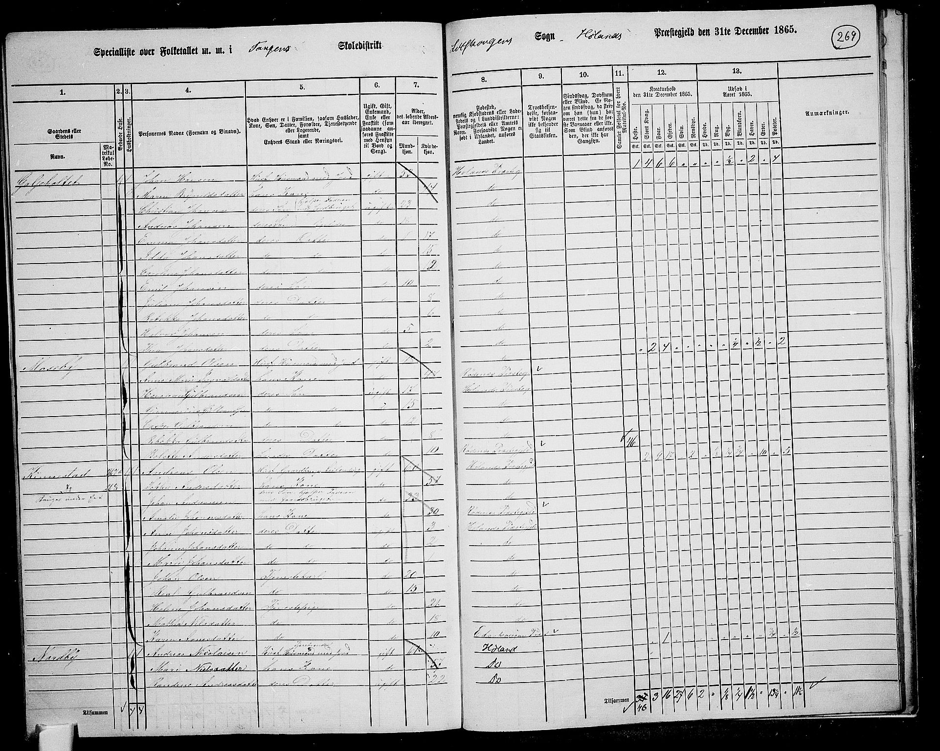 RA, 1865 census for Høland, 1865, p. 243