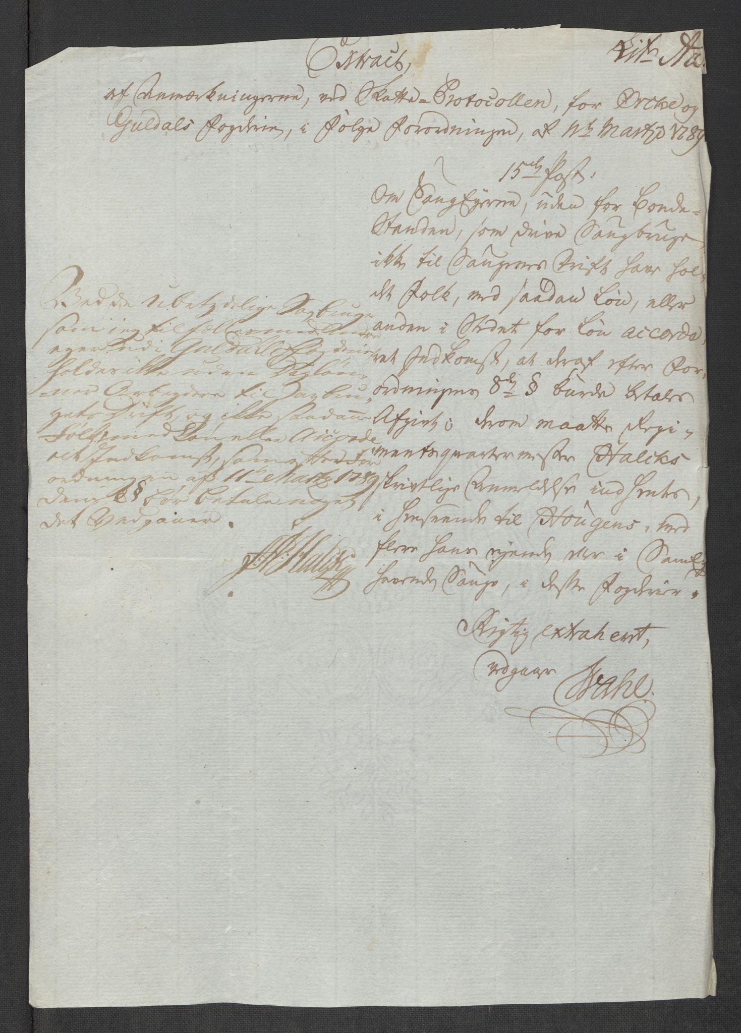 Rentekammeret inntil 1814, Reviderte regnskaper, Mindre regnskaper, AV/RA-EA-4068/Rf/Rfe/L0032: Numedal og Sandsvær fogderi, Orkdal og Gauldal fogderi, 1789, p. 196