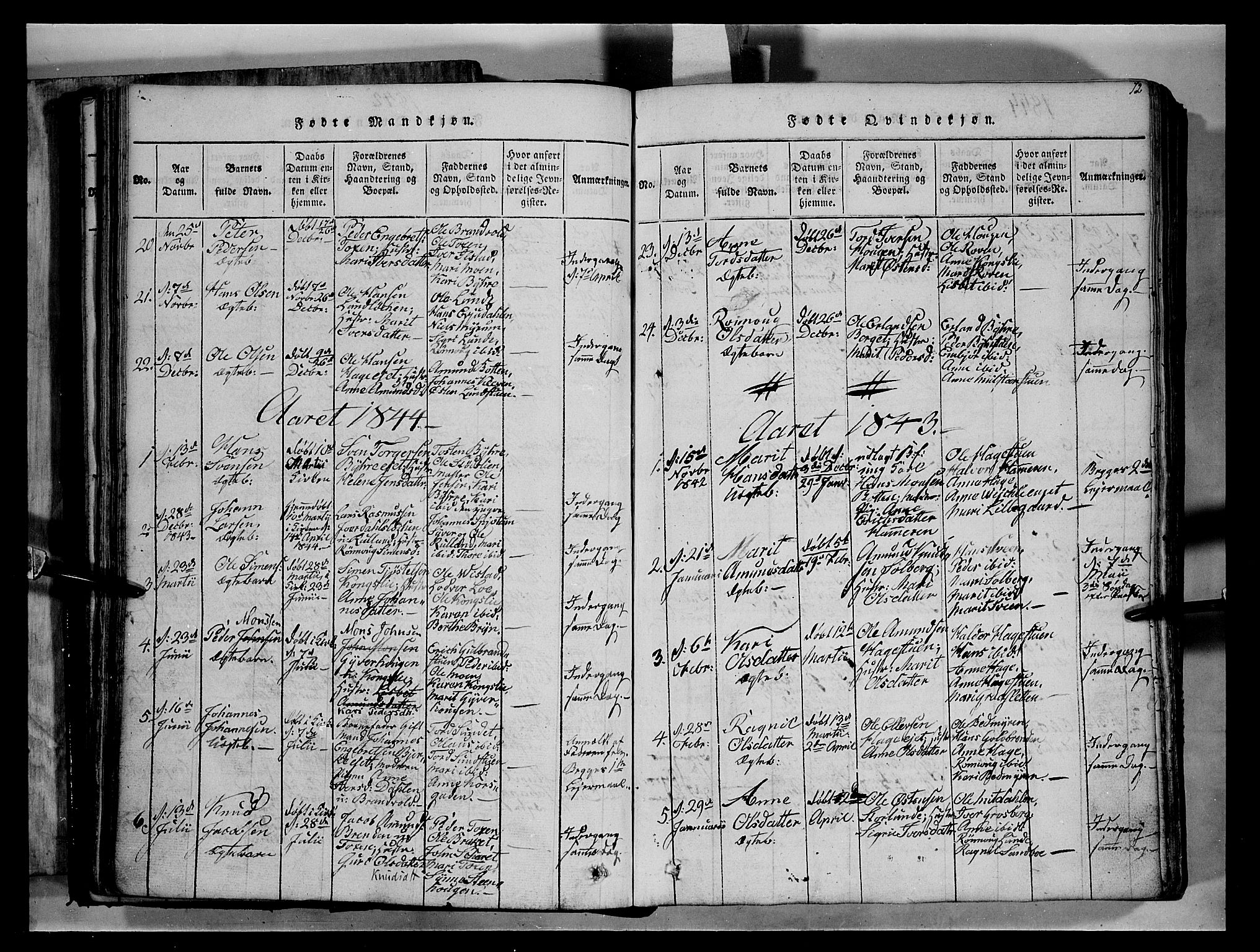 Fron prestekontor, SAH/PREST-078/H/Ha/Hab/L0004: Parish register (copy) no. 4, 1816-1850, p. 72